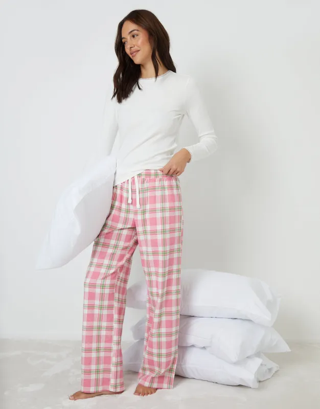 Pink Crew Neck Long Sleeve Check Pyjamas (2-Piece Set) sold by Threadbare