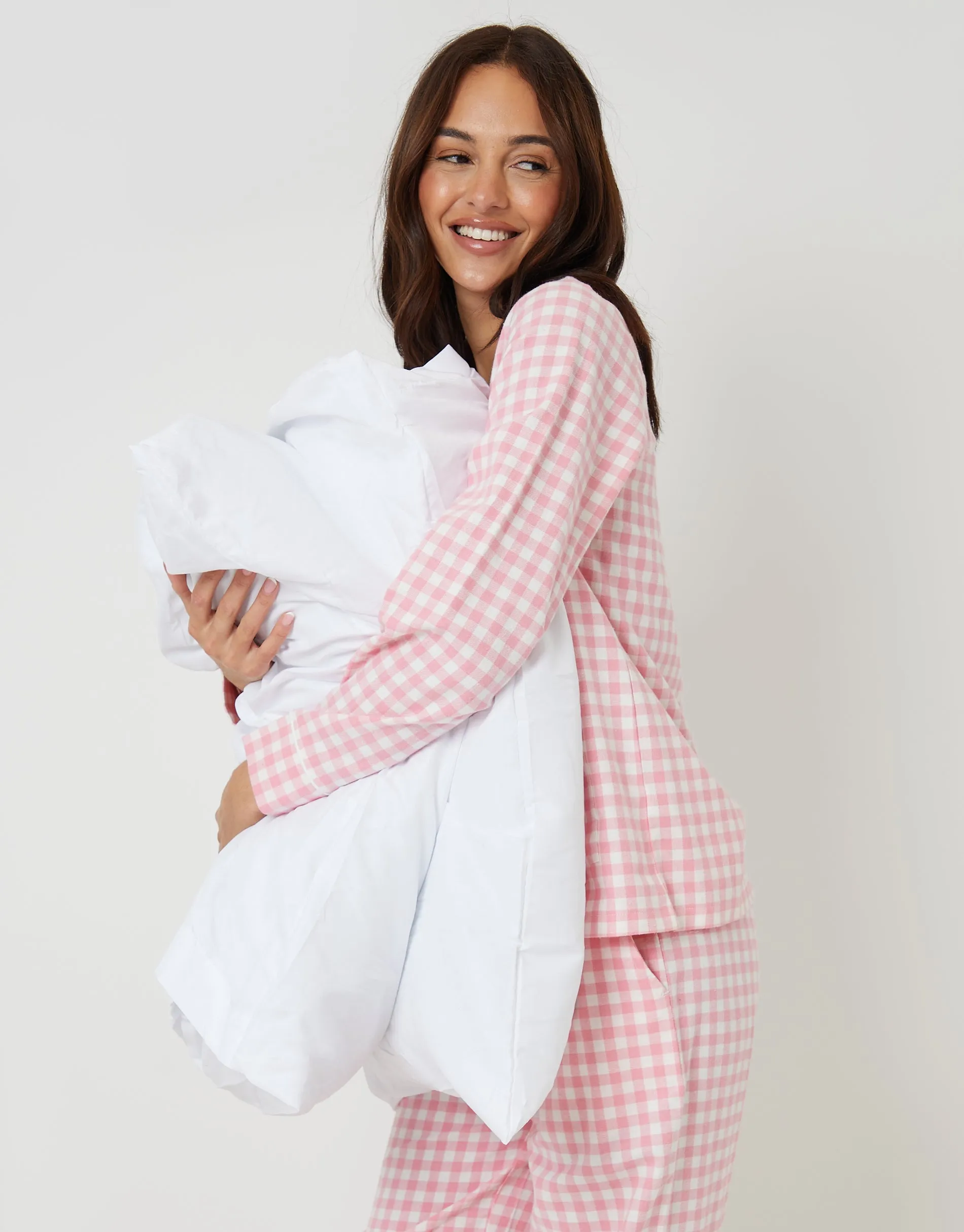 Pink Check Button Up Pyjamas (2-Piece Set) sold by Threadbare