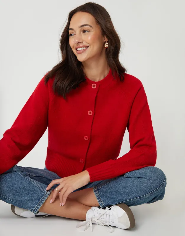 Red Button Up Knitted Cardigan sold by Threadbare
