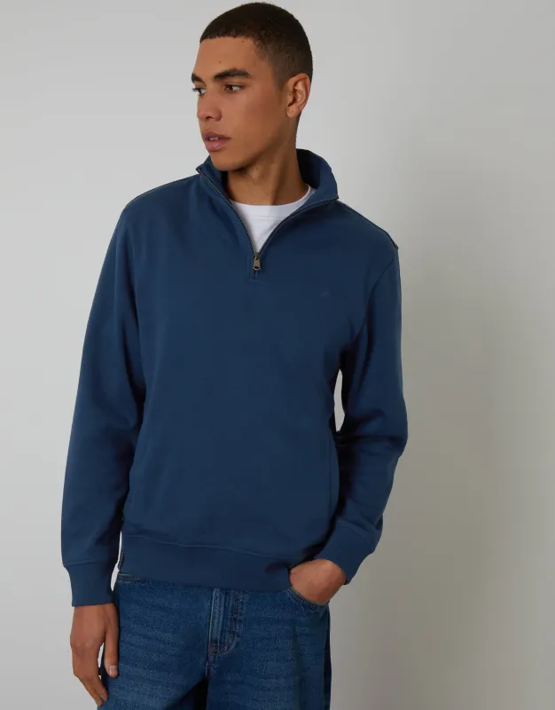 Blue Quarter Zip Sweatshirt sold by Threadbare
