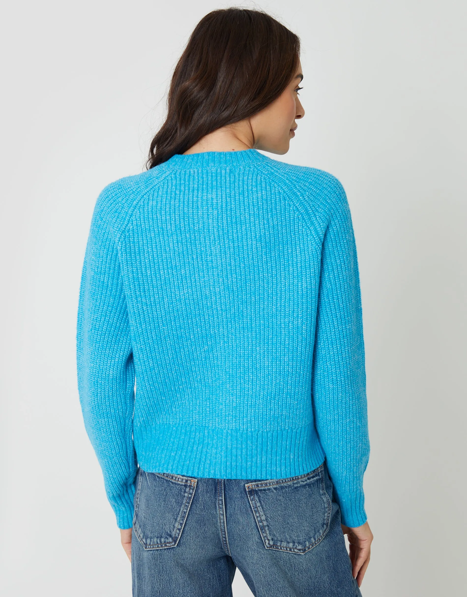 Aqua Blue Chunky Knit Button Up Cardigan sold by Threadbare product image thumbnail 2