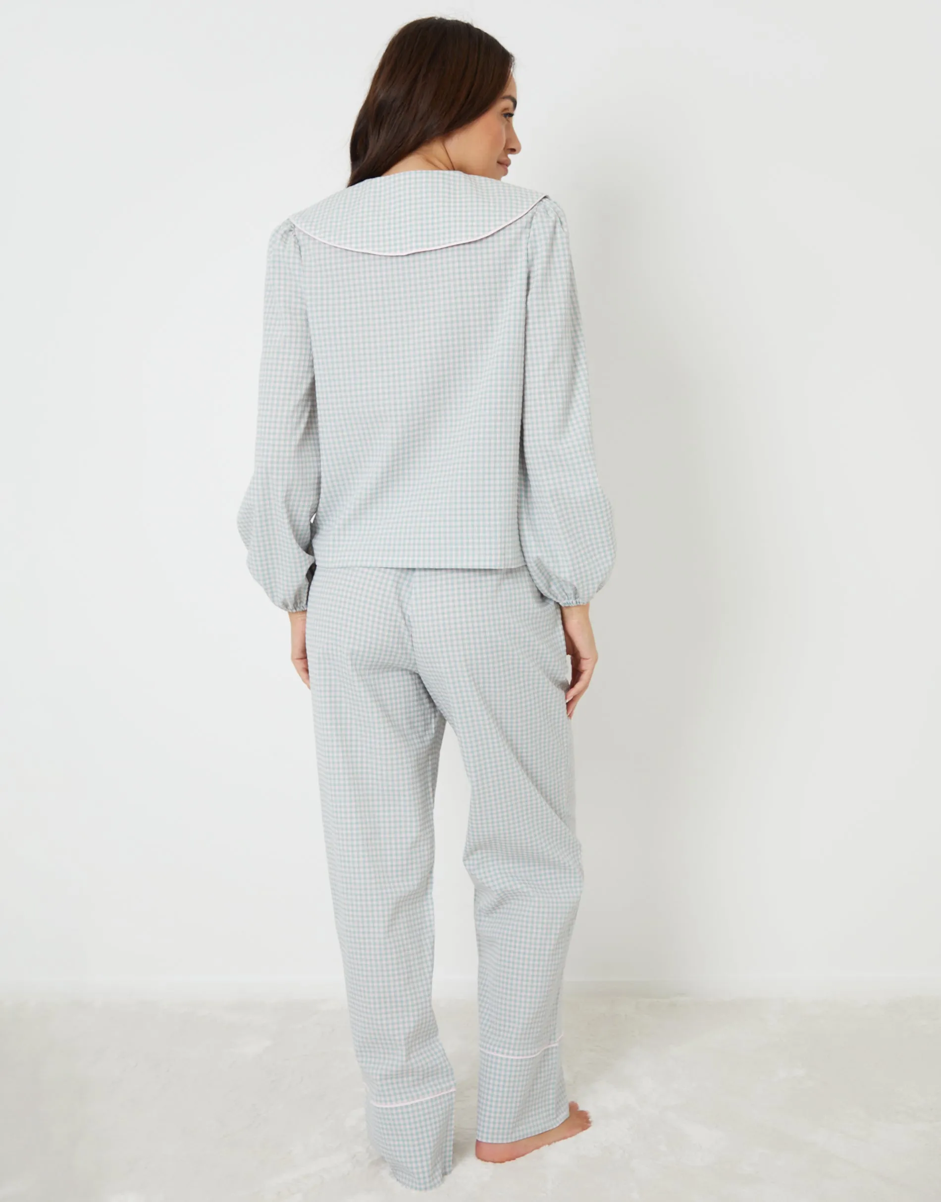 Blue Check Peter Pan Collar Pyjamas (2-Piece Set) sold by Threadbare product image thumbnail 3