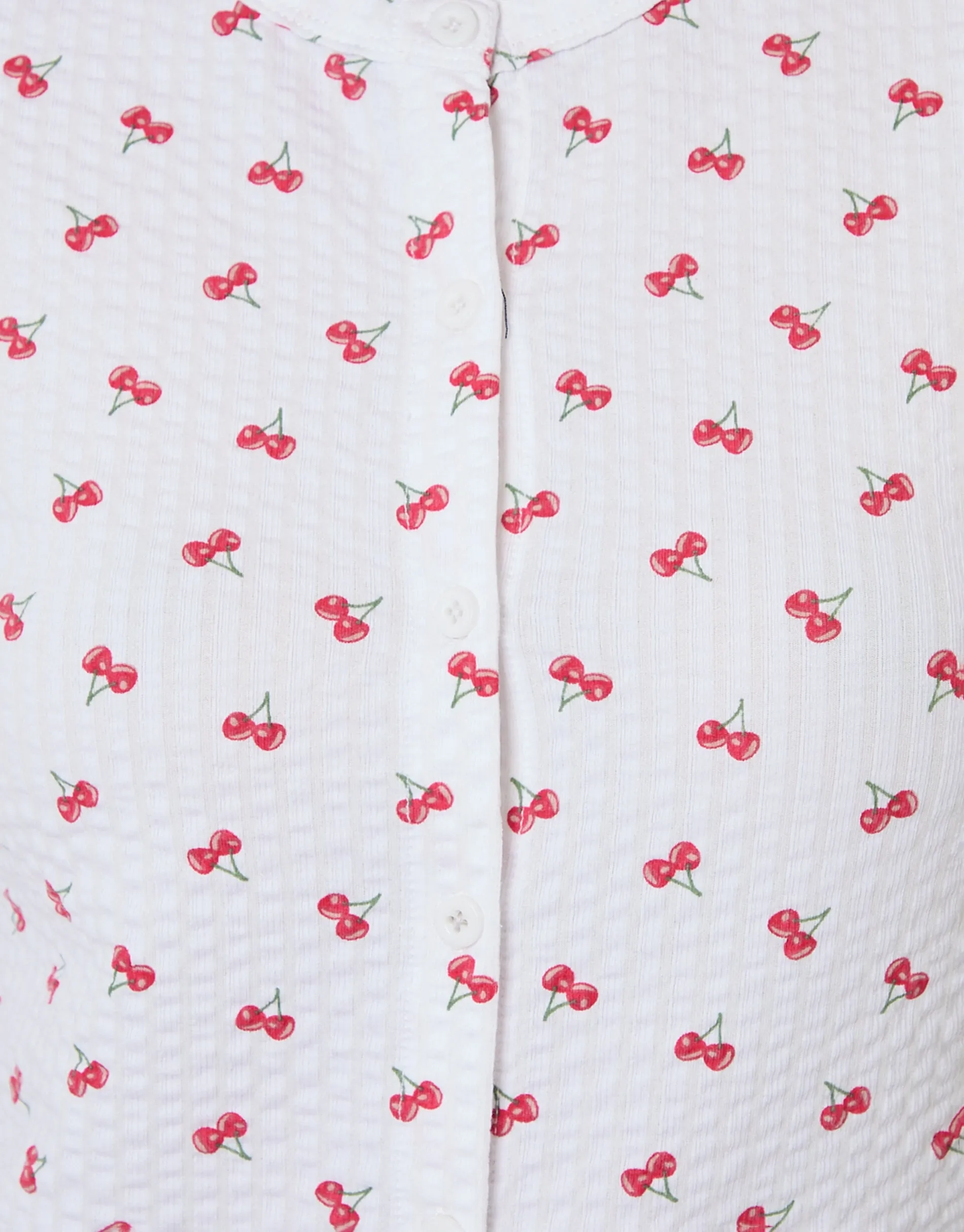 White Cherry Print Lettuce Hem Pyjamas (2-Piece Set) sold by Threadbare product image thumbnail 3