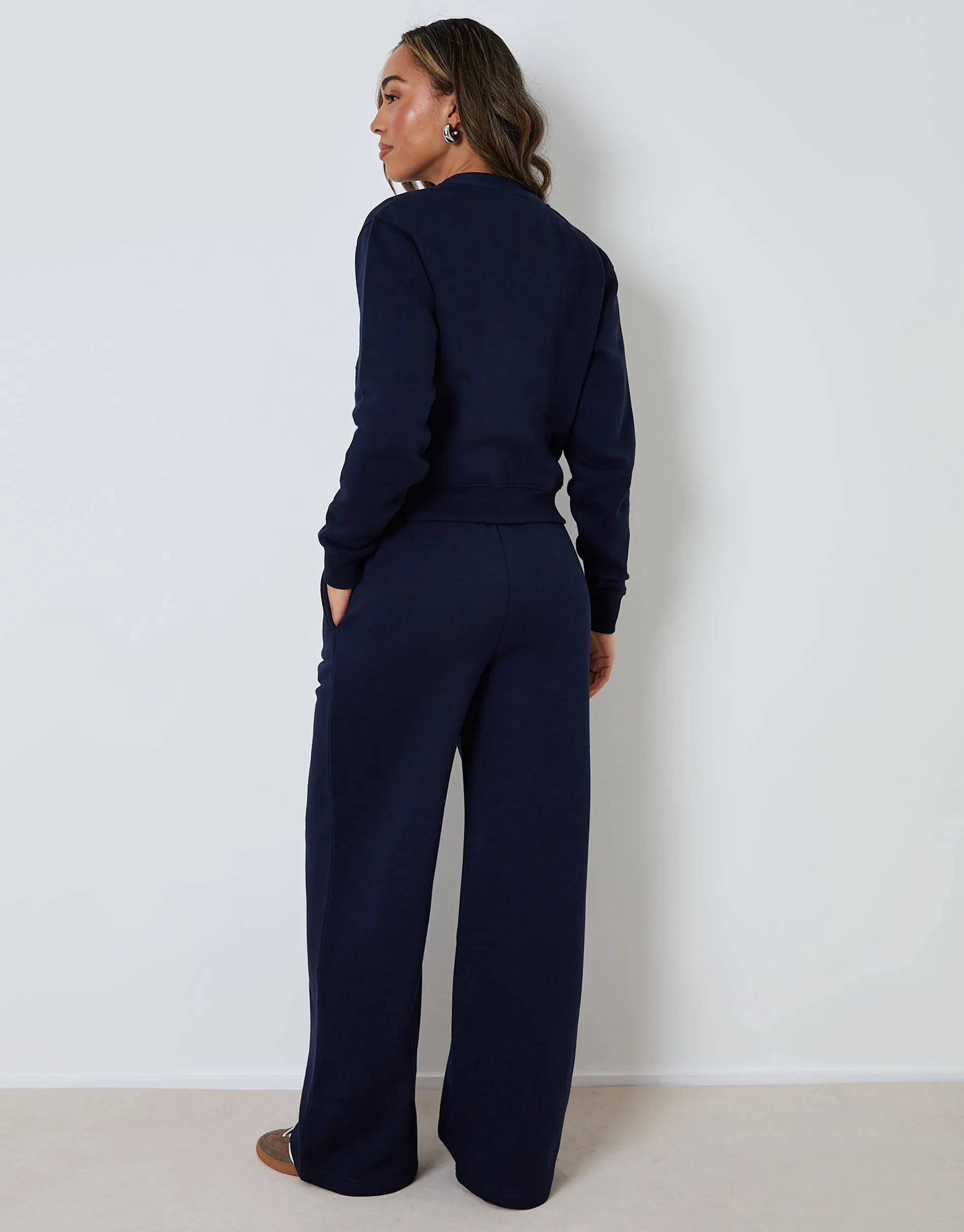 Navy Sweat Bomber Cardigan & Jogger Co-ord (2-Piece Set) sold by Threadbare product image thumbnail 4