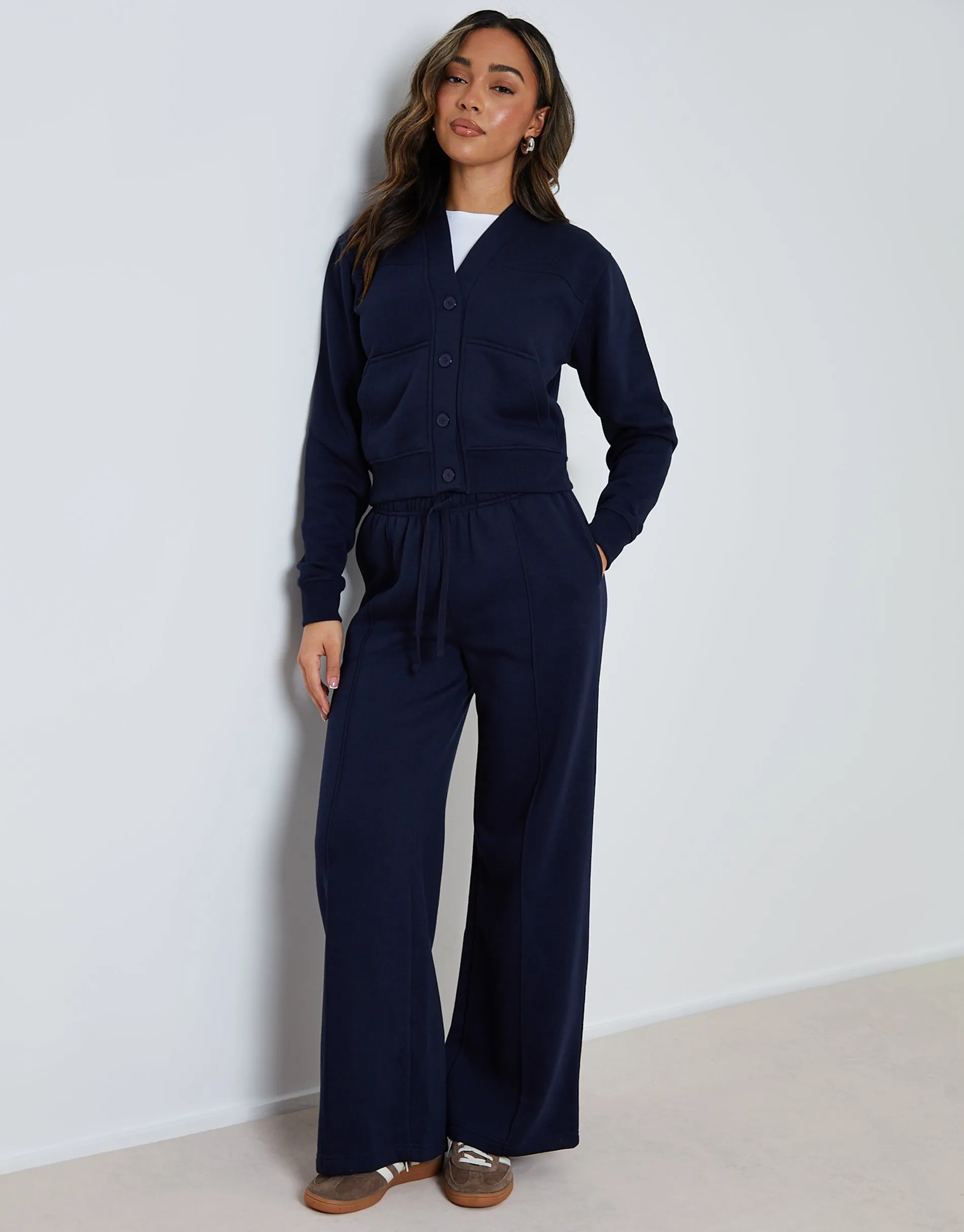 Navy Sweat Bomber Cardigan & Jogger Co-ord (2-Piece Set) sold by Threadbare