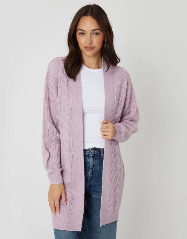 Pink Cable Knit Cardigan sold by Threadbare