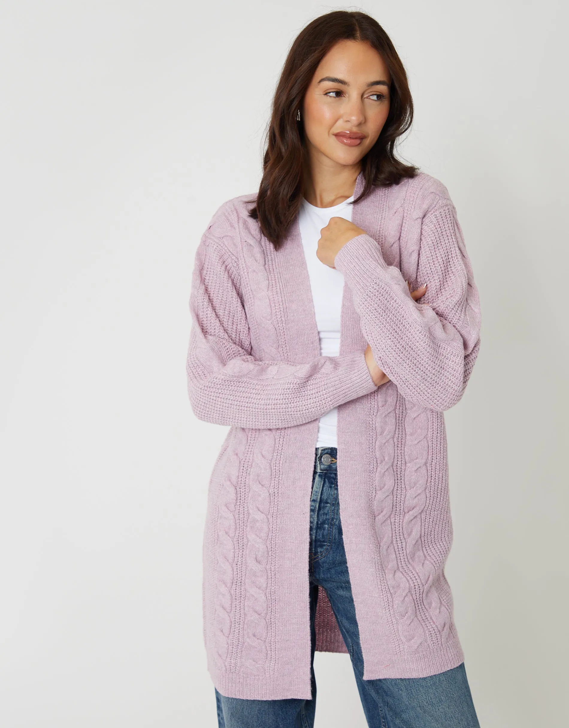 Pink Cable Knit Cardigan sold by Threadbare product image thumbnail 4