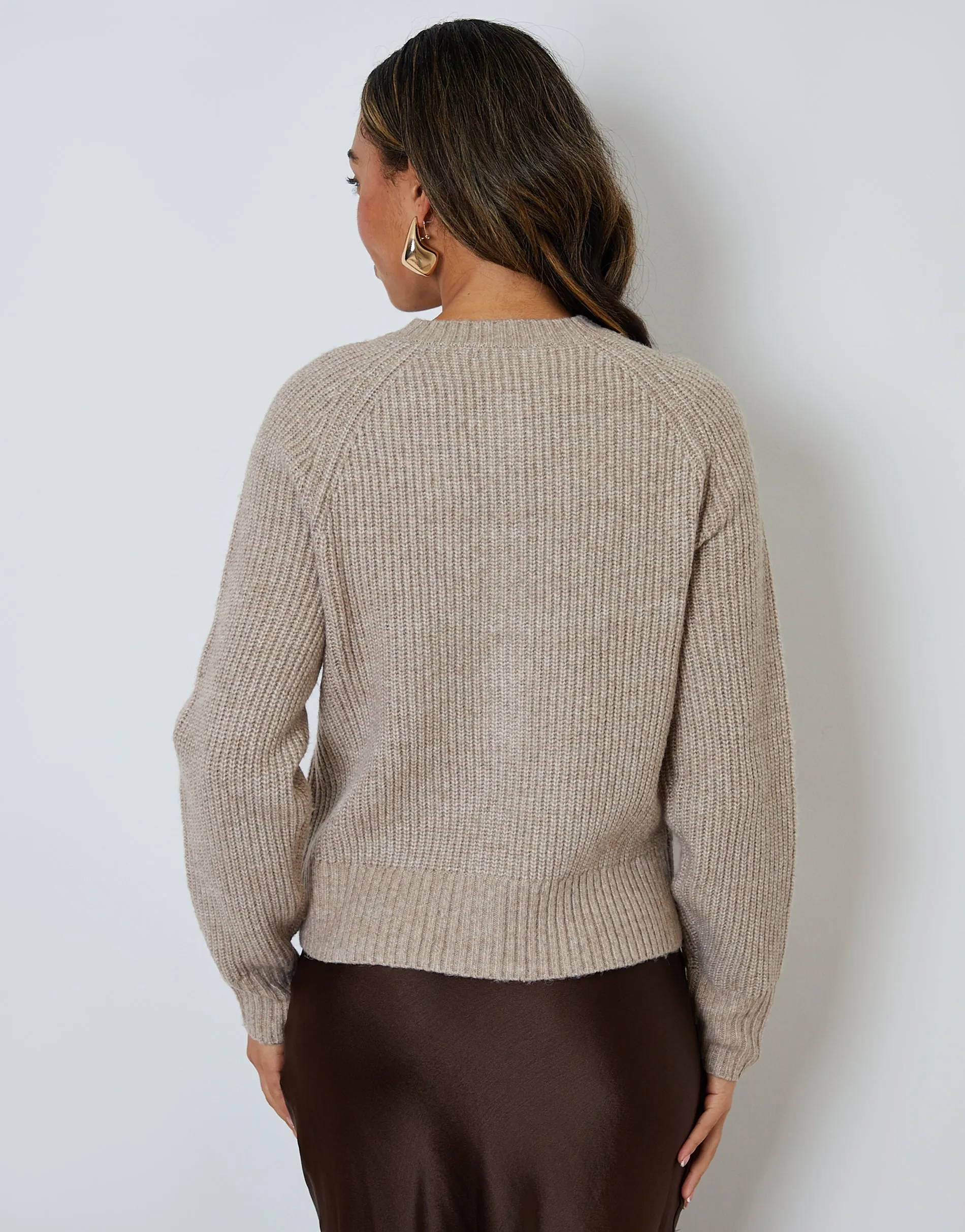 Beige Chunky Knit Button Up Cardigan sold by Threadbare product image thumbnail 2