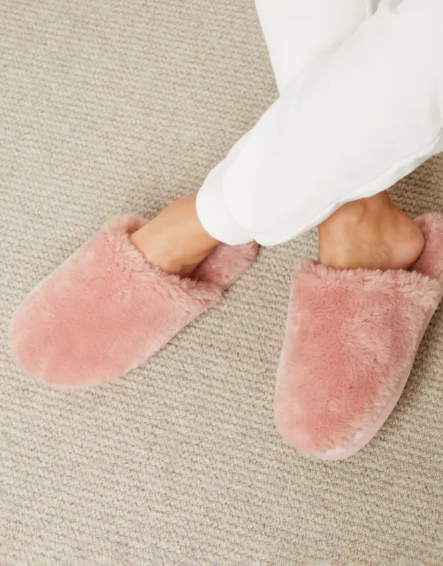 Pink Faux Fur Mule Slippers sold by Threadbare