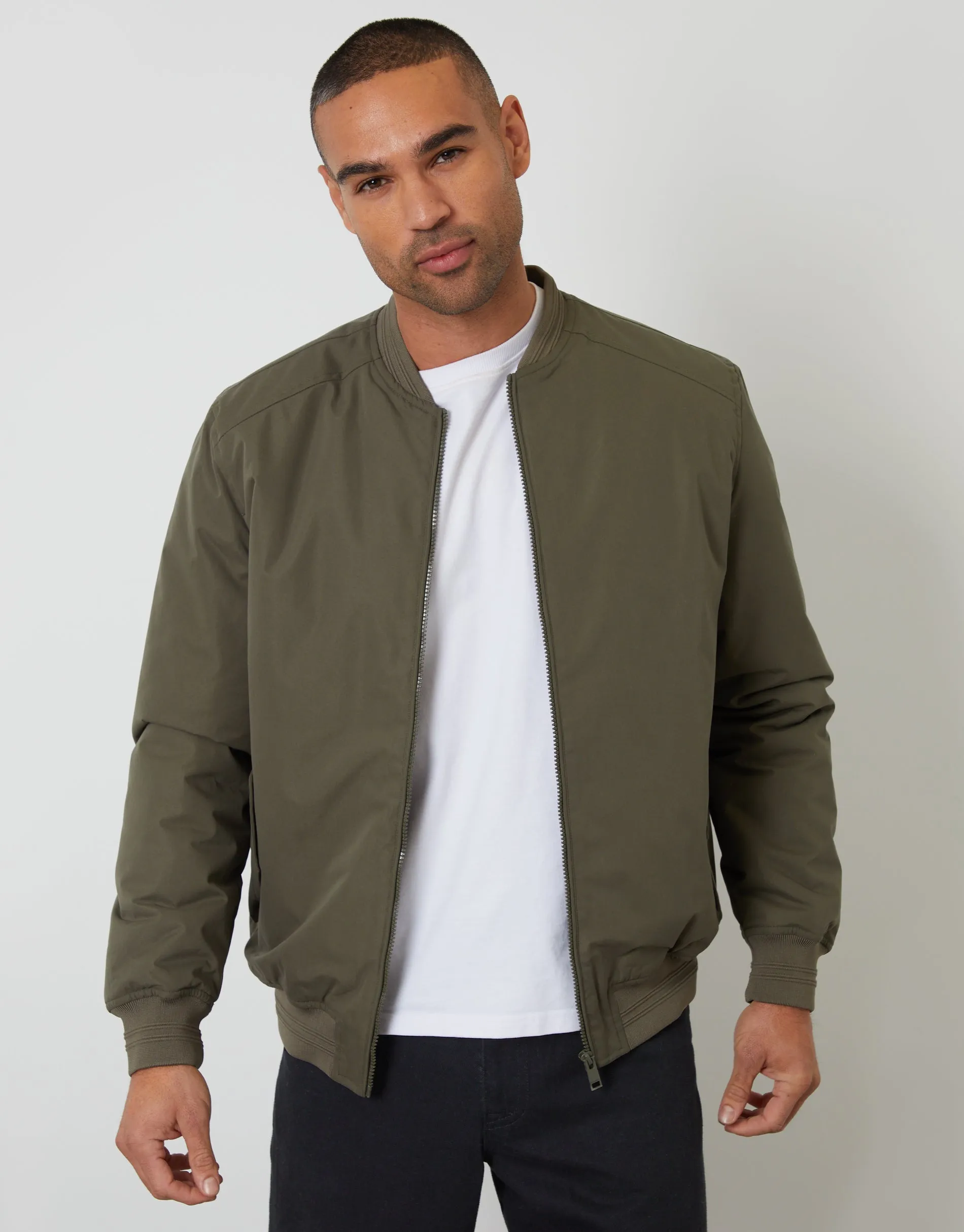 Khaki Green Padded Bomber Jacket sold by Threadbare product image thumbnail 2
