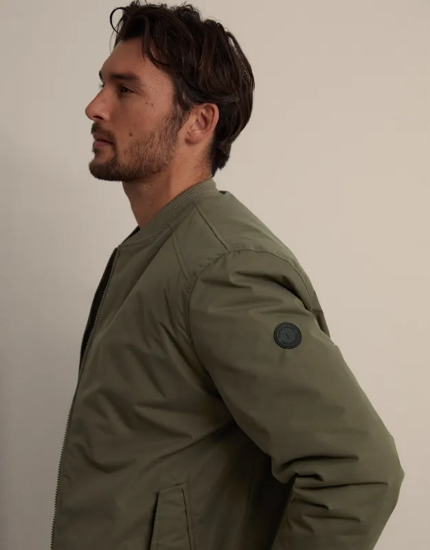 Khaki Green Padded Bomber Jacket sold by Threadbare