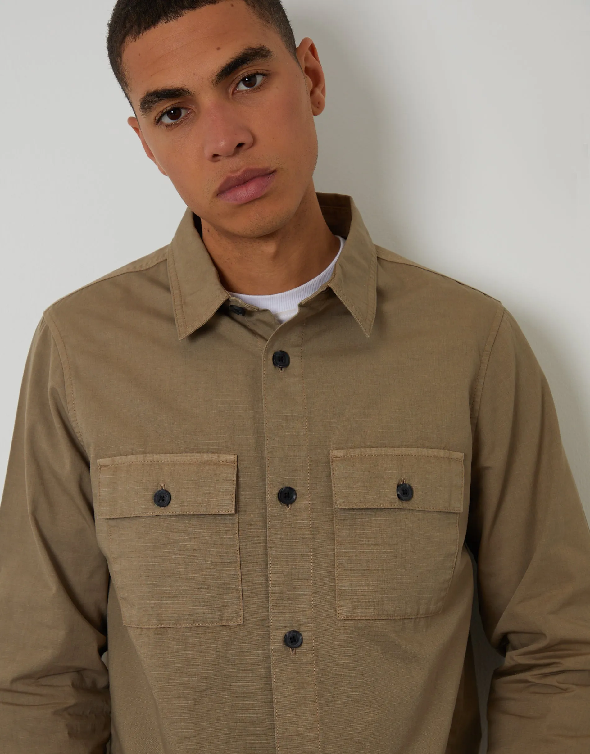 Taupe Lightweight Shacket sold by Threadbare product image thumbnail 4