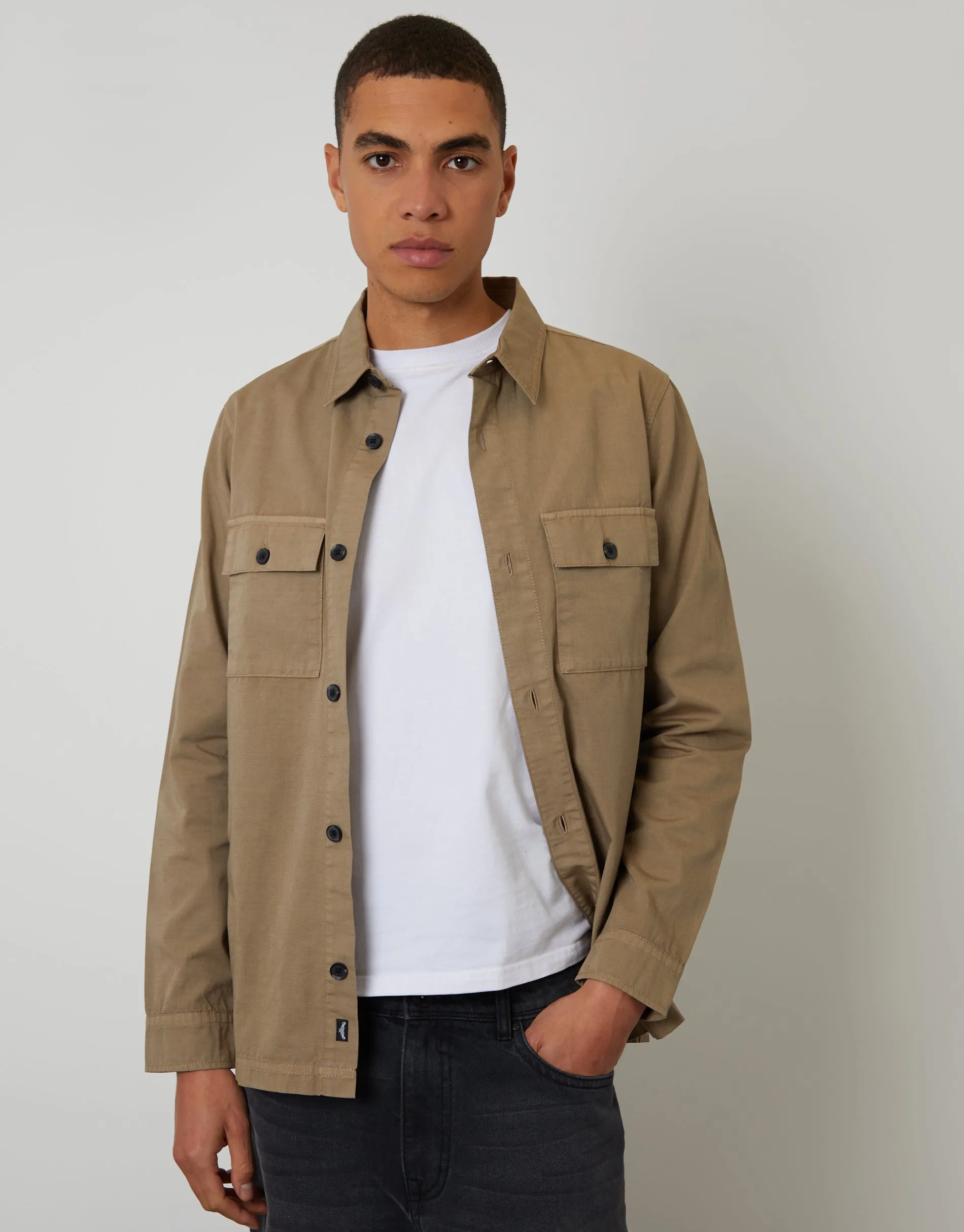 Taupe Lightweight Shacket sold by Threadbare product image thumbnail 5