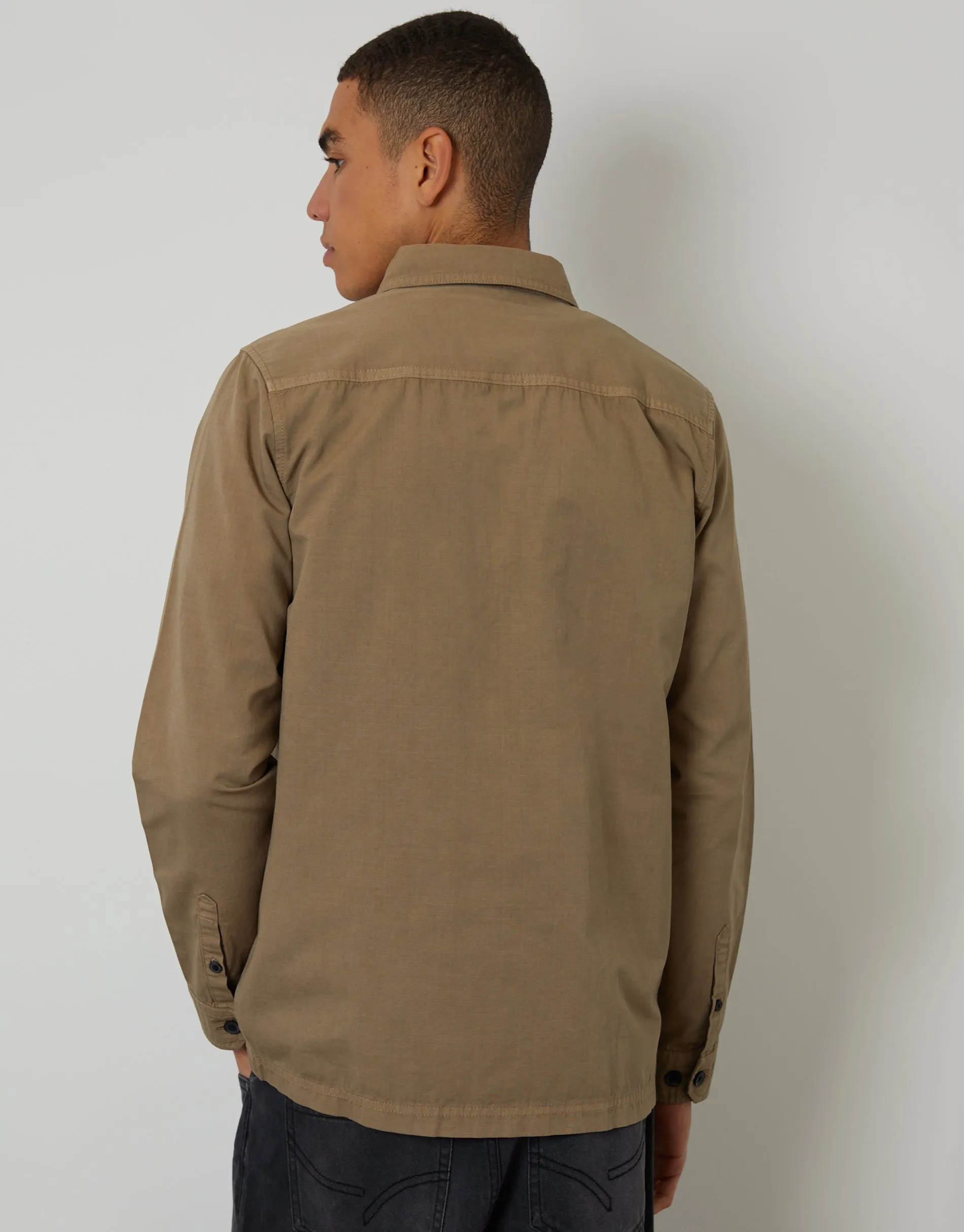 Taupe Lightweight Shacket sold by Threadbare product image thumbnail 2