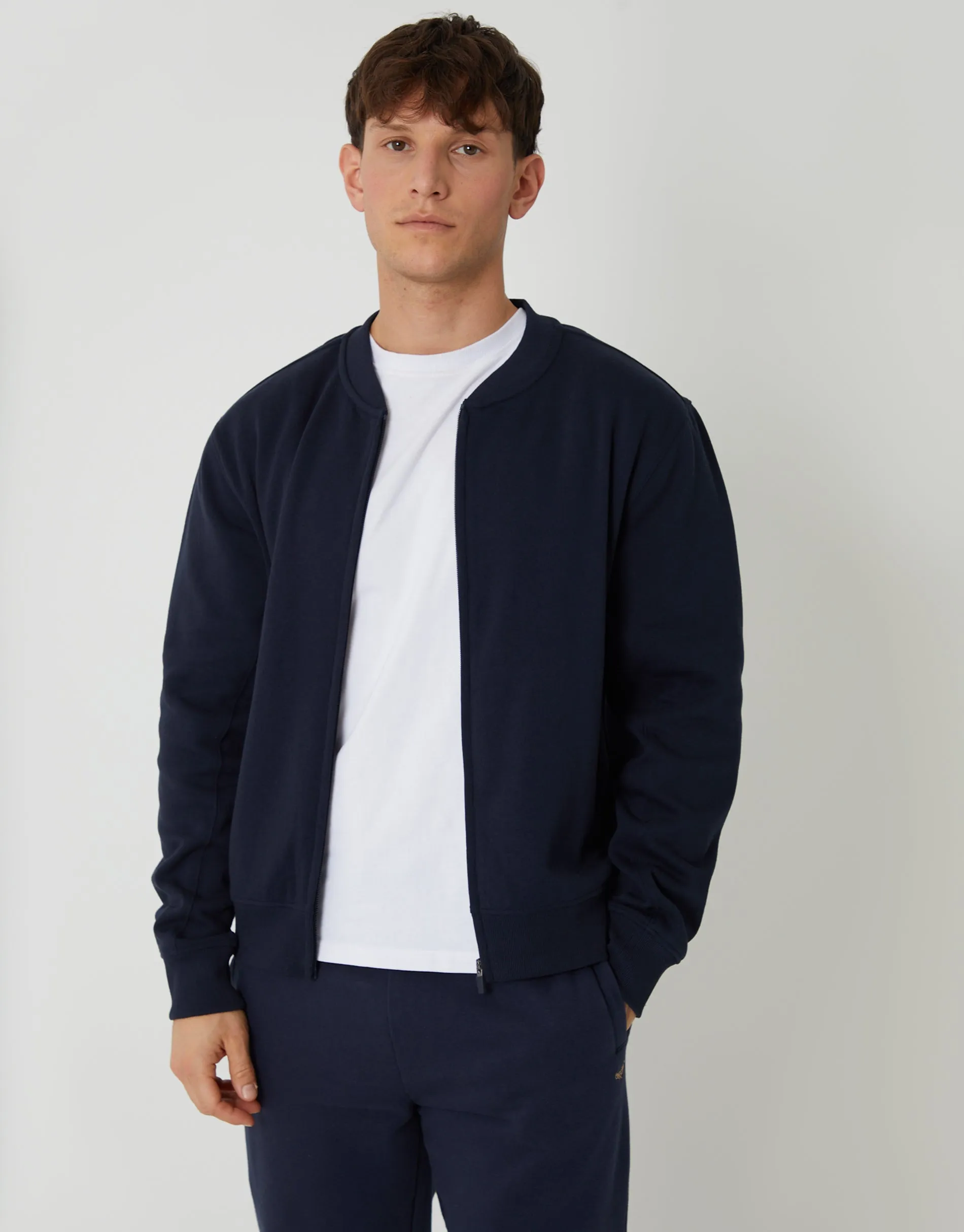 Navy Zip Through Sweat Bomber sold by Threadbare product image thumbnail 2