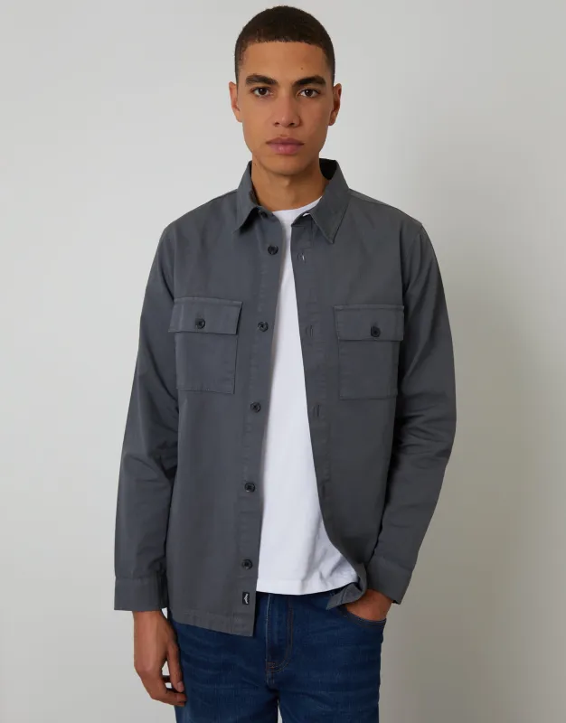 Dark Grey Lightweight Shacket sold by Threadbare