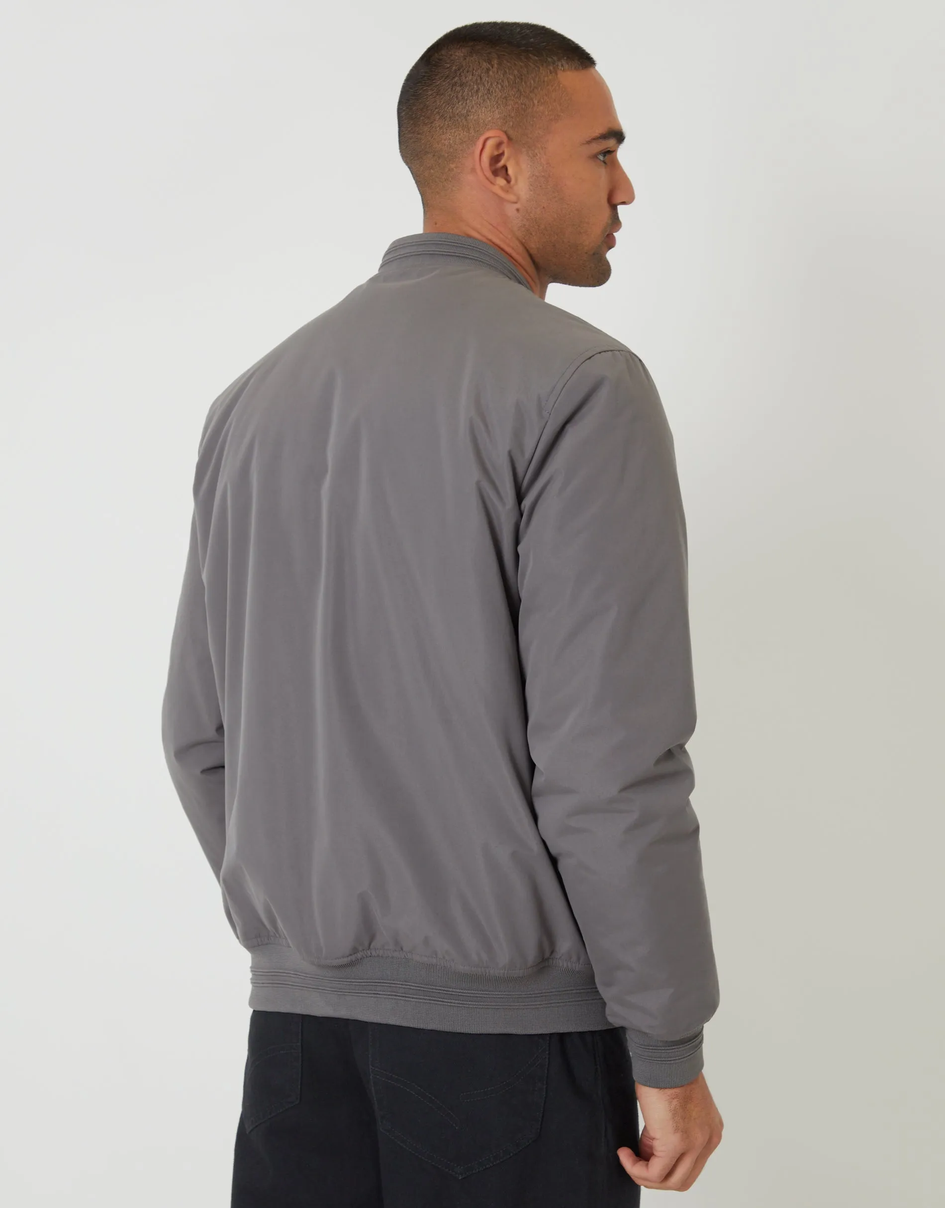 Slate Grey Padded Bomber Jacket sold by Threadbare product image thumbnail 3
