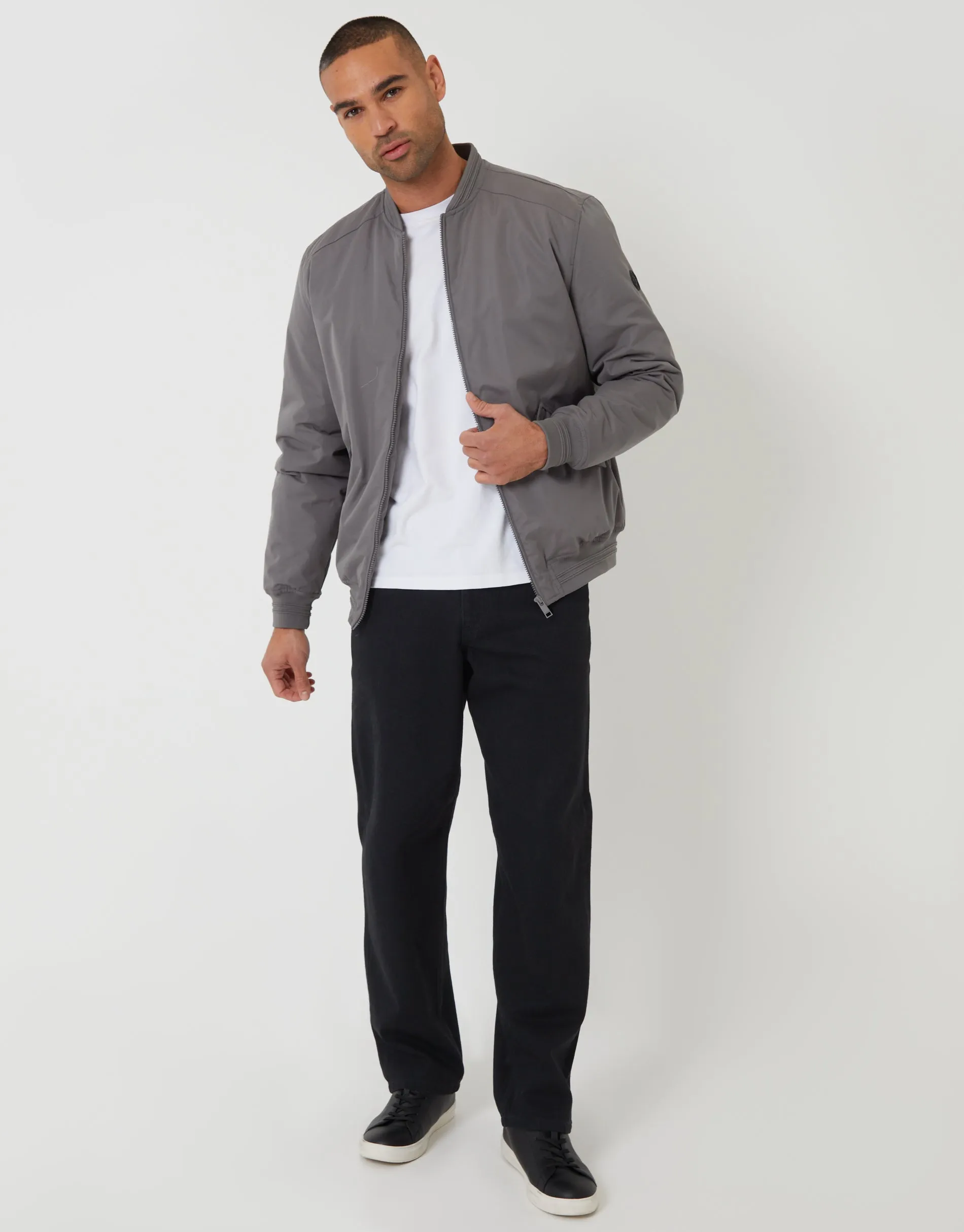 Slate Grey Padded Bomber Jacket sold by Threadbare product image thumbnail 4