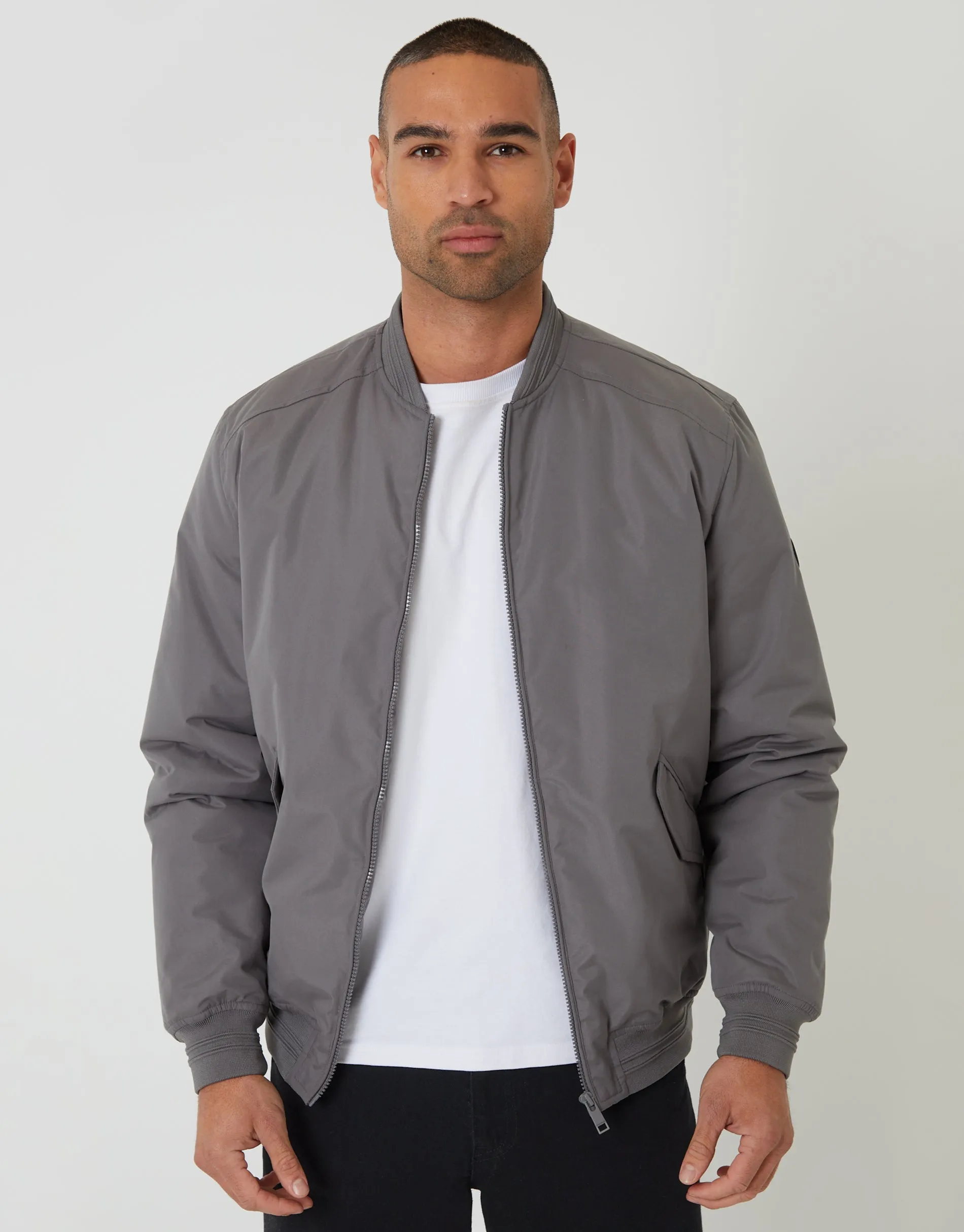 Slate Grey Padded Bomber Jacket sold by Threadbare product image thumbnail 2