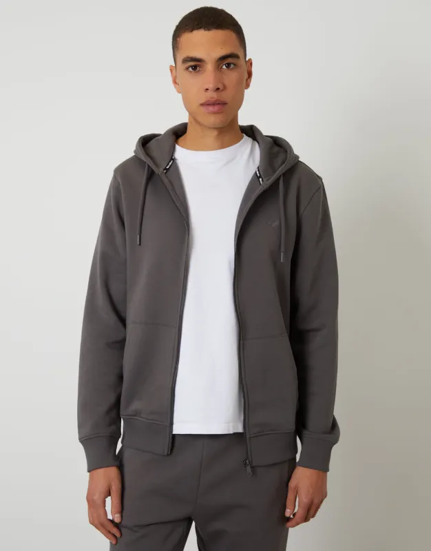 Dark Grey Zip-Through Hoodie sold by Threadbare