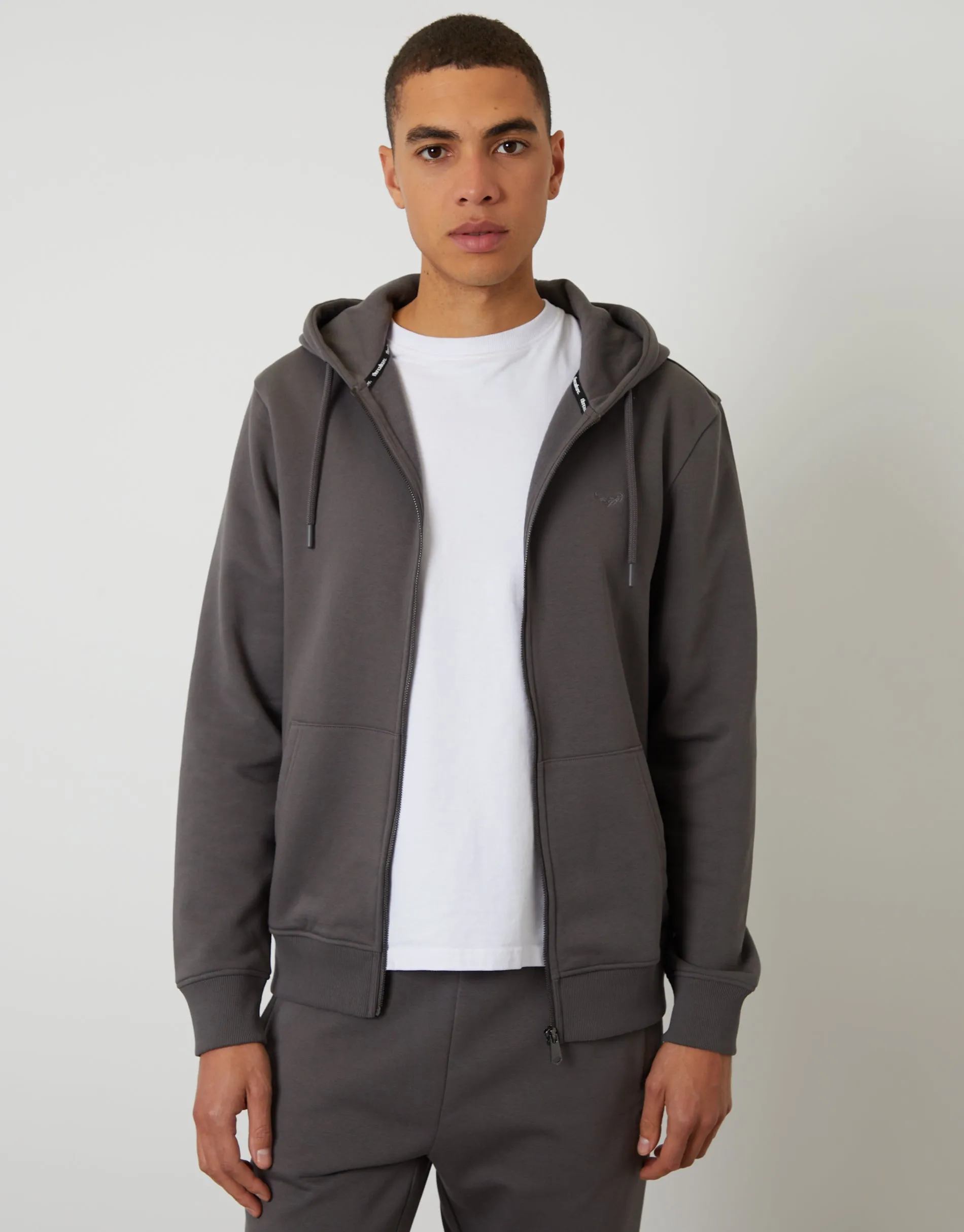 Dark Grey Zip-Through Hoodie sold by Threadbare