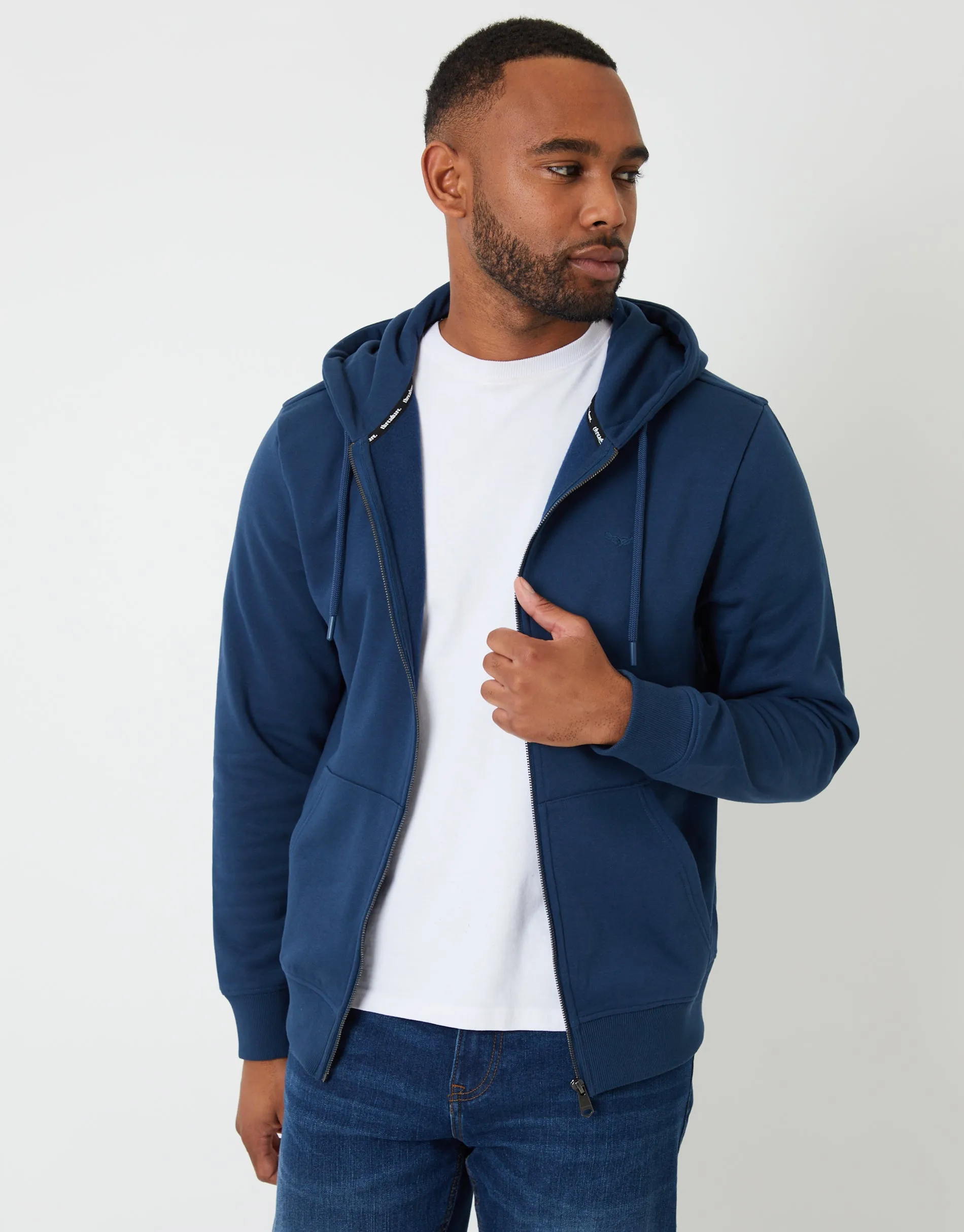 Blue Zip-Through Hoodie sold by Threadbare