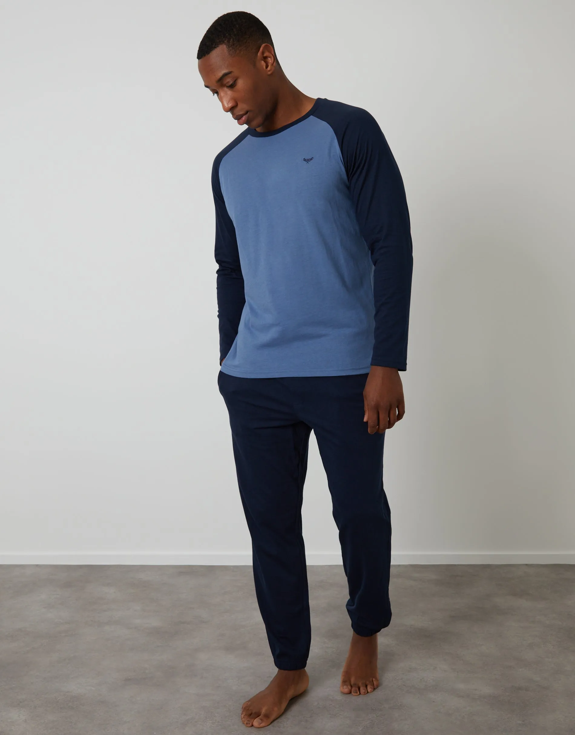 Blue Raglan Sleeve Pyjamas (2-Piece Set) sold by Threadbare