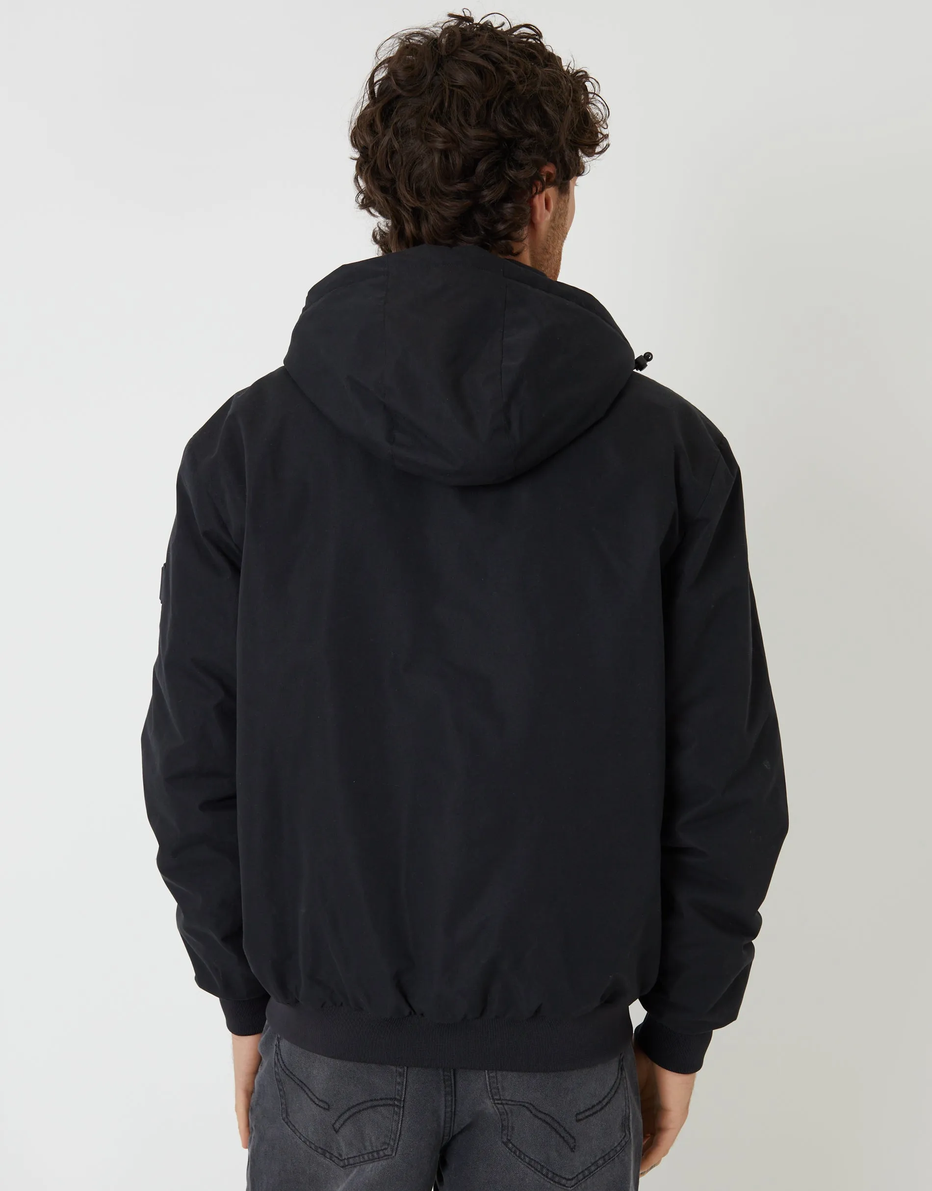 Microfleece Lined Hooded Lightweight Jacket in Black sold by Threadbare product image thumbnail 2