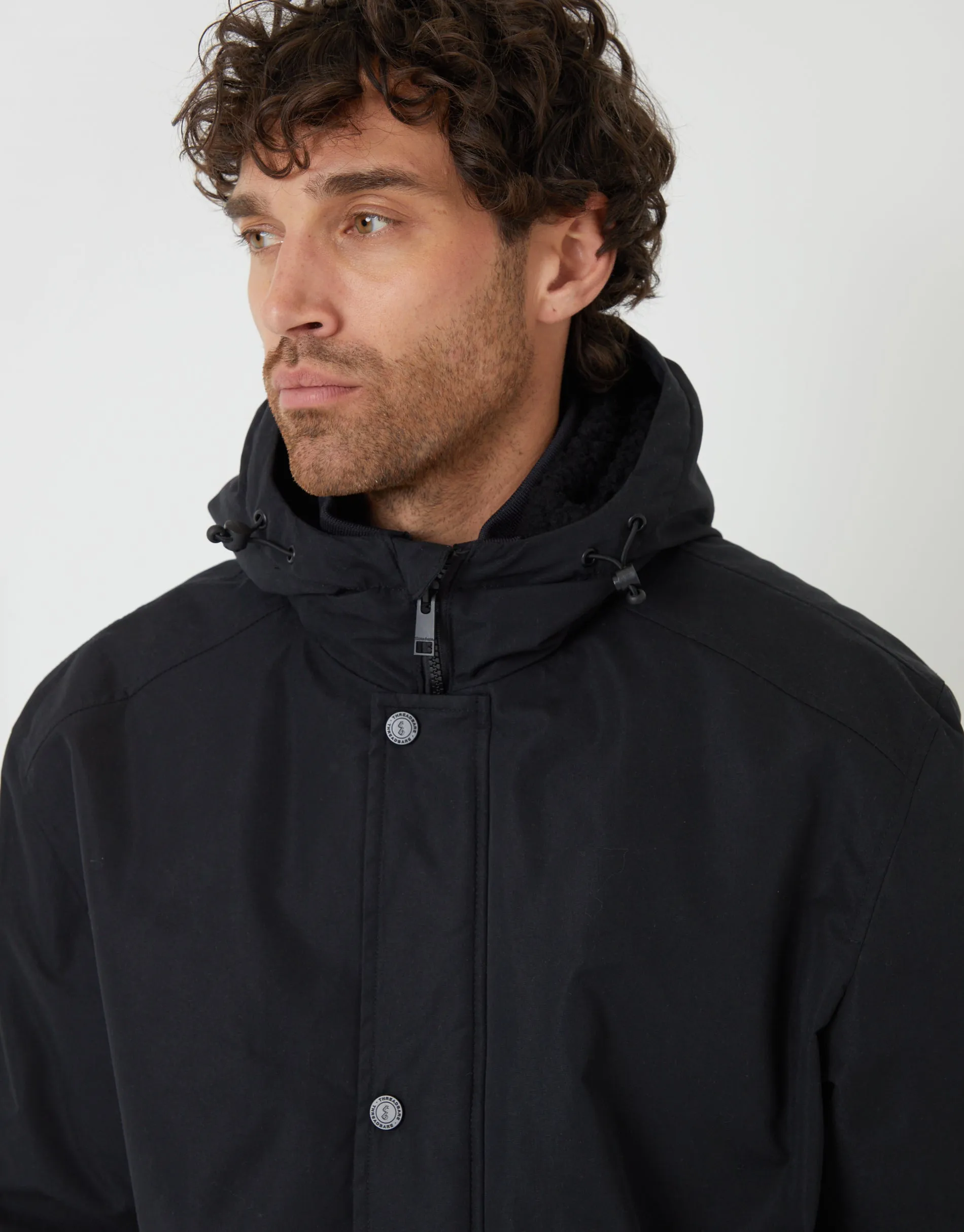 Microfleece Lined Hooded Lightweight Jacket in Black sold by Threadbare product image thumbnail 4