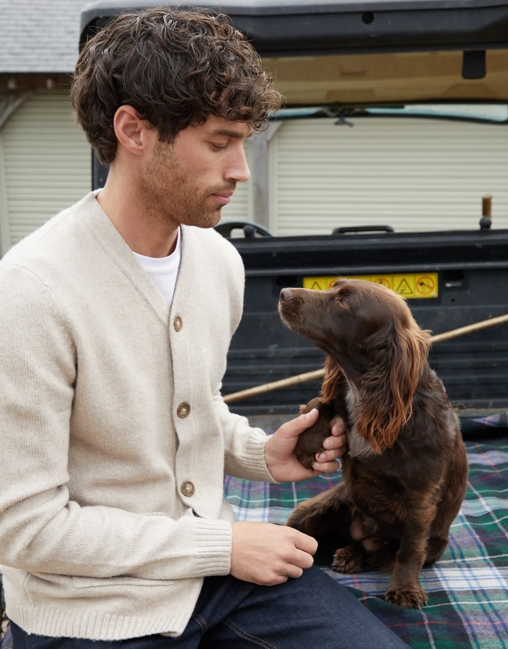 Ecru Knitted Button Up Patch Pocket Cardigan sold by Threadbare product image thumbnail 3