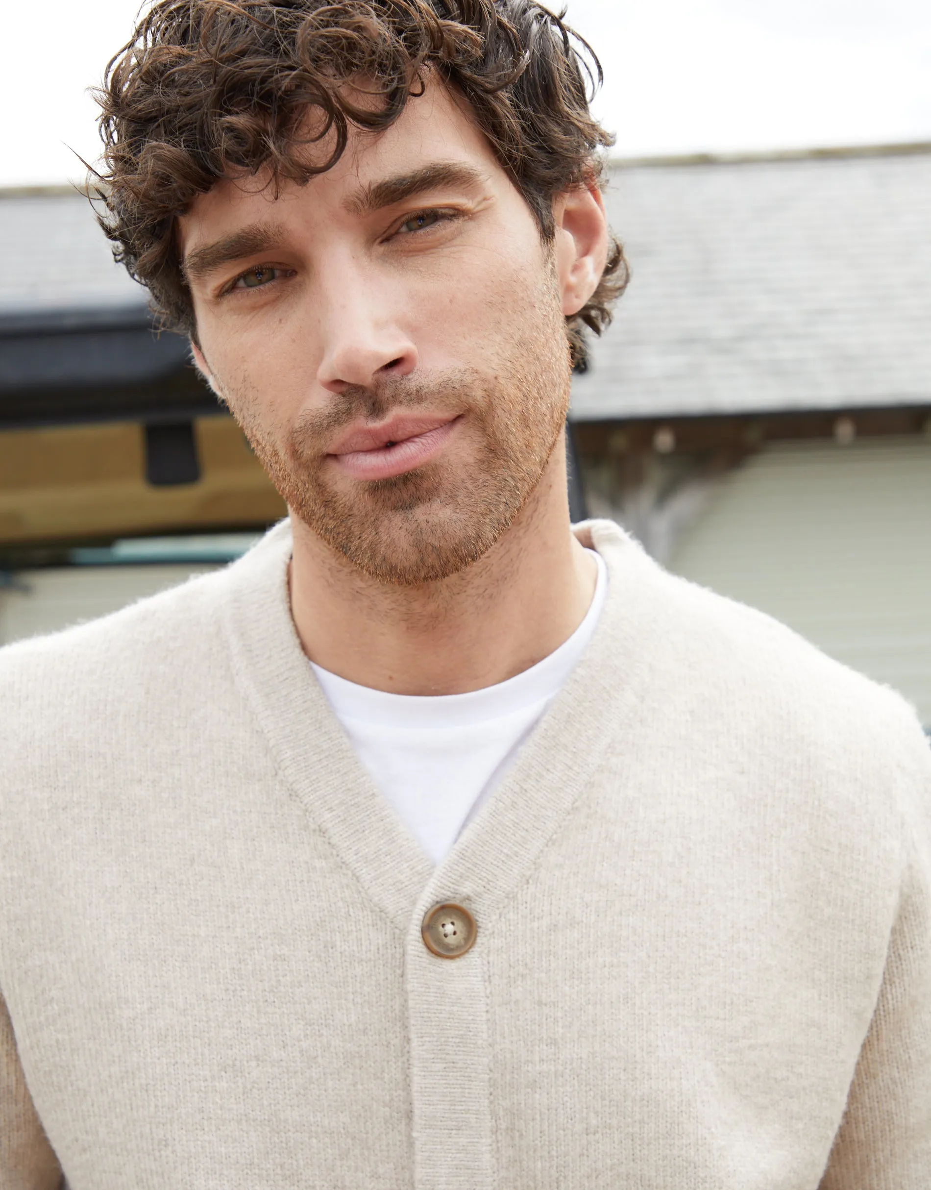 Ecru Knitted Button Up Patch Pocket Cardigan sold by Threadbare product image thumbnail 4