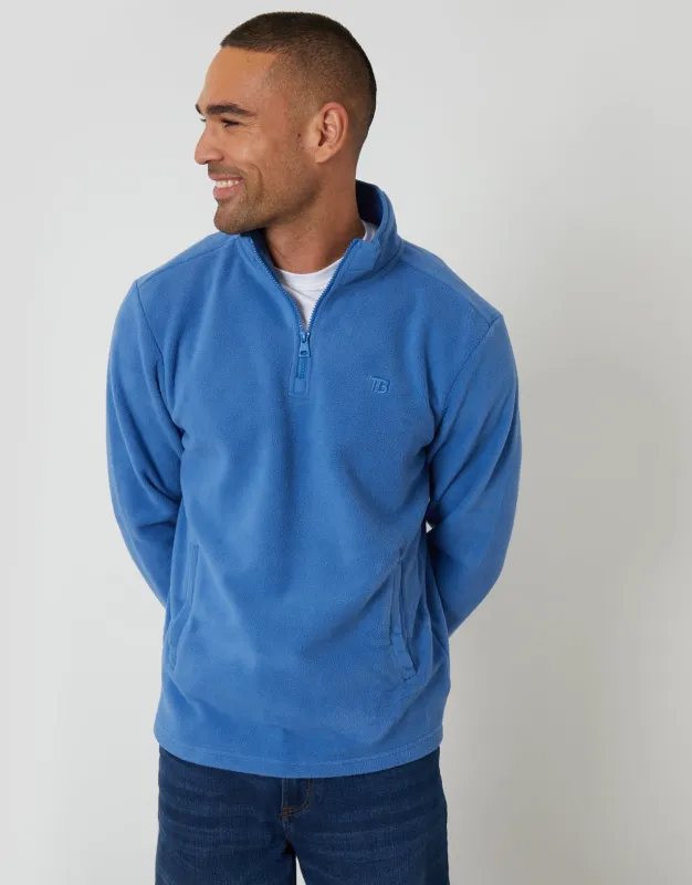 Cobalt Blue Quarter Zip Microfleece Sweatshirt made by Threadbare