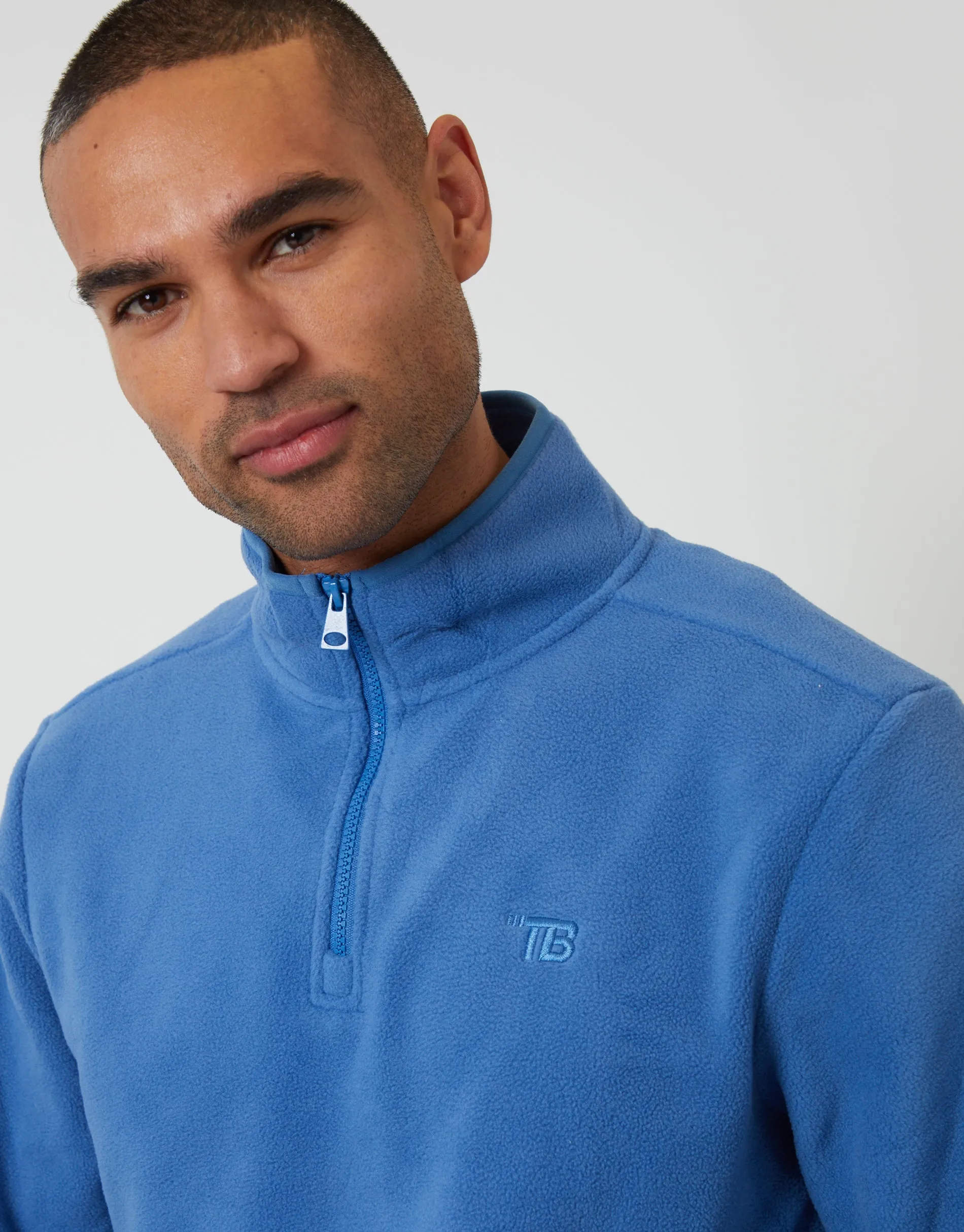 Cobalt Blue Quarter Zip Microfleece Sweatshirt sold by Threadbare product image thumbnail 4