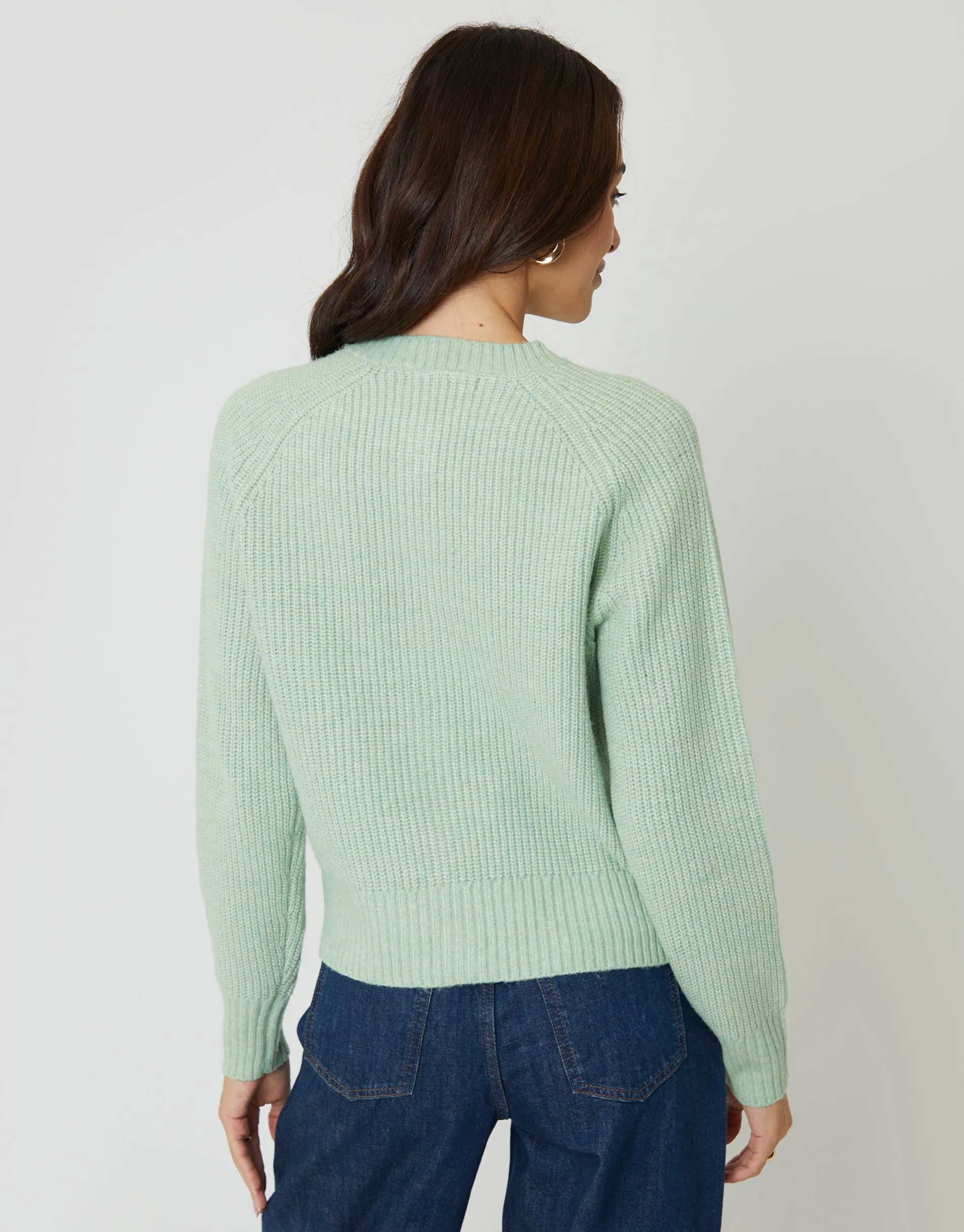 Green Chunky Knit Button Up Cardigan sold by Threadbare product image thumbnail 3