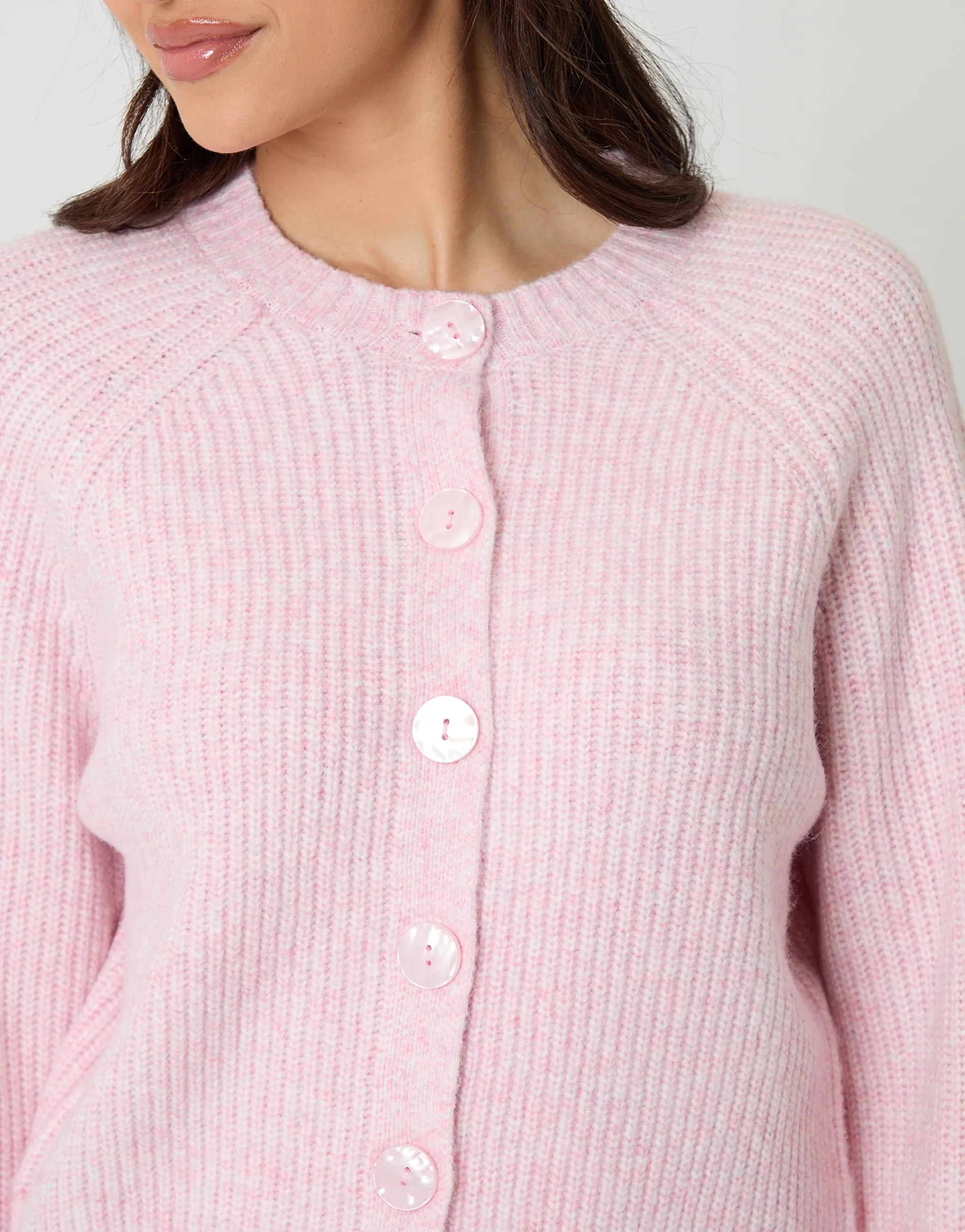 Pink Chunky Knit Button Up Cardigan sold by Threadbare product image thumbnail 4