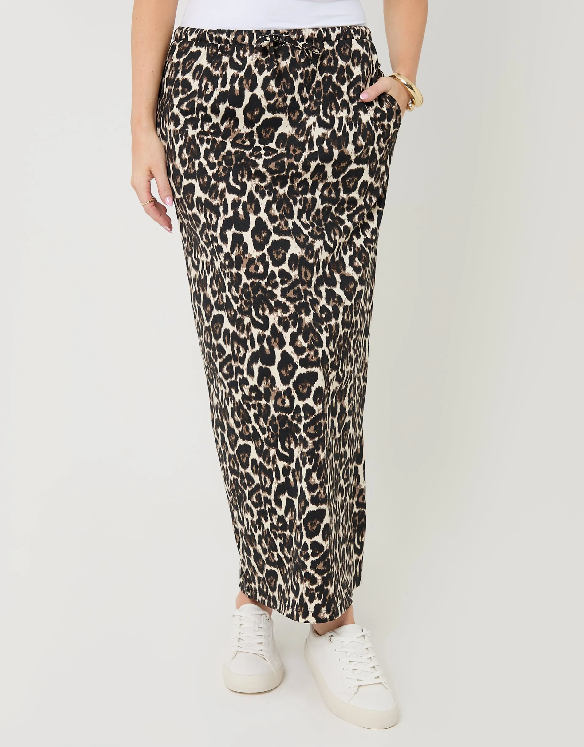 Leopard Print Jersey Maxi Skirt with Pockets sold by Threadbare product image thumbnail 2