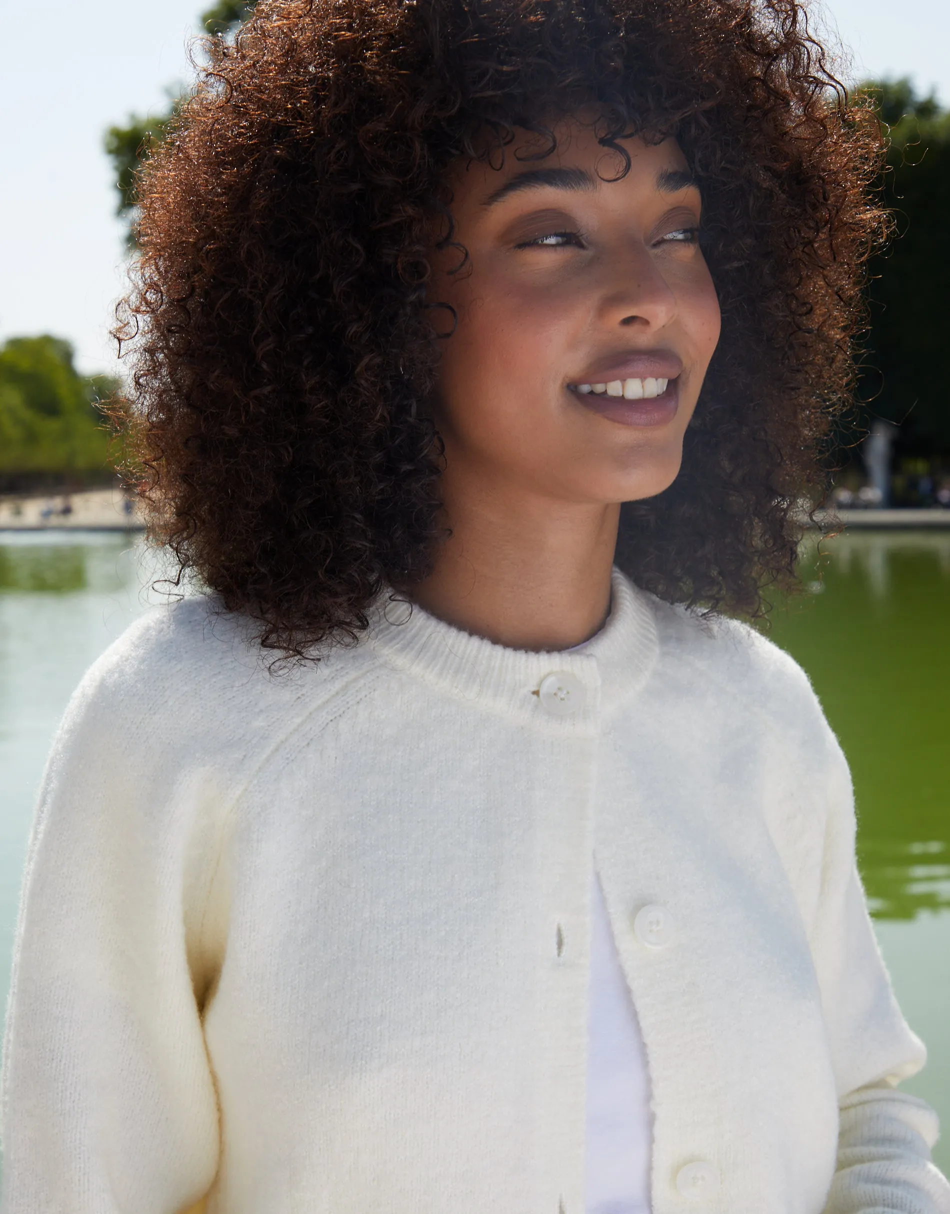 Cream Button Up Knitted Cardigan sold by Threadbare product image thumbnail 2