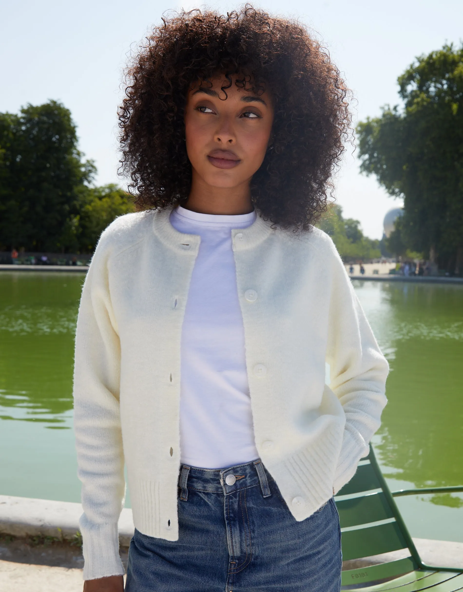 Cream Button Up Knitted Cardigan sold by Threadbare product image thumbnail 3