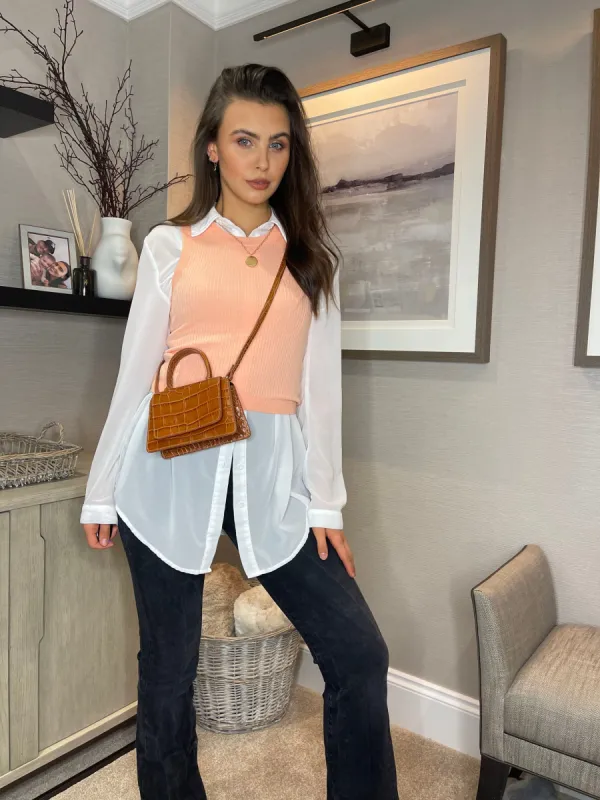 Women's Orange Ribbed Tank Top sold by Threadbare