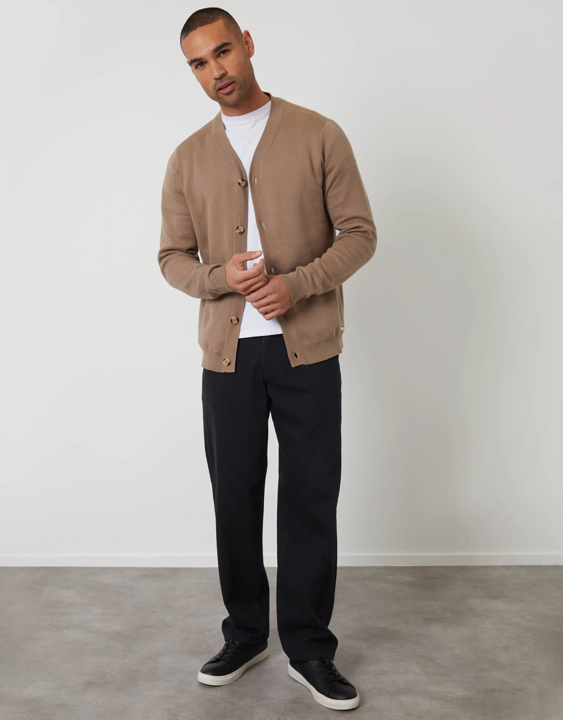 Taupe Button Up Knitted Cardigan sold by Threadbare product image thumbnail 3