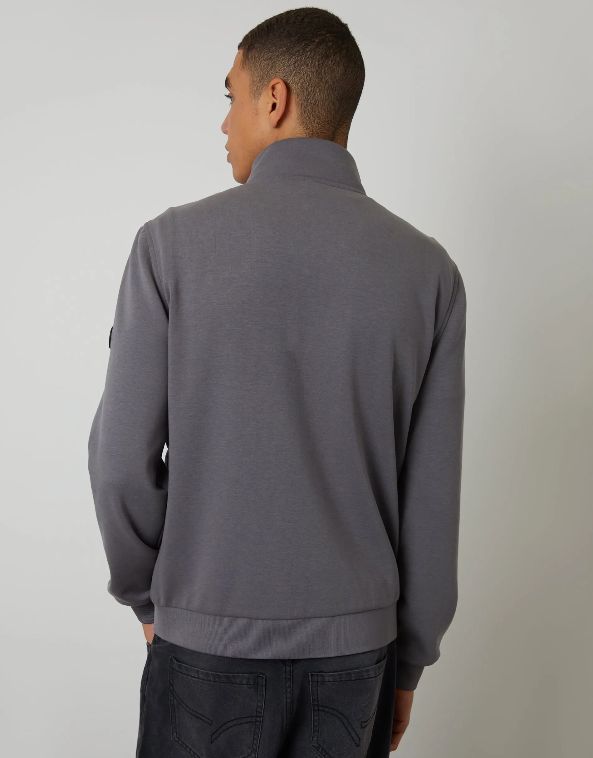 Slate Grey Quilted Hybrid Funnel Neck Jacket sold by Threadbare product image thumbnail 2