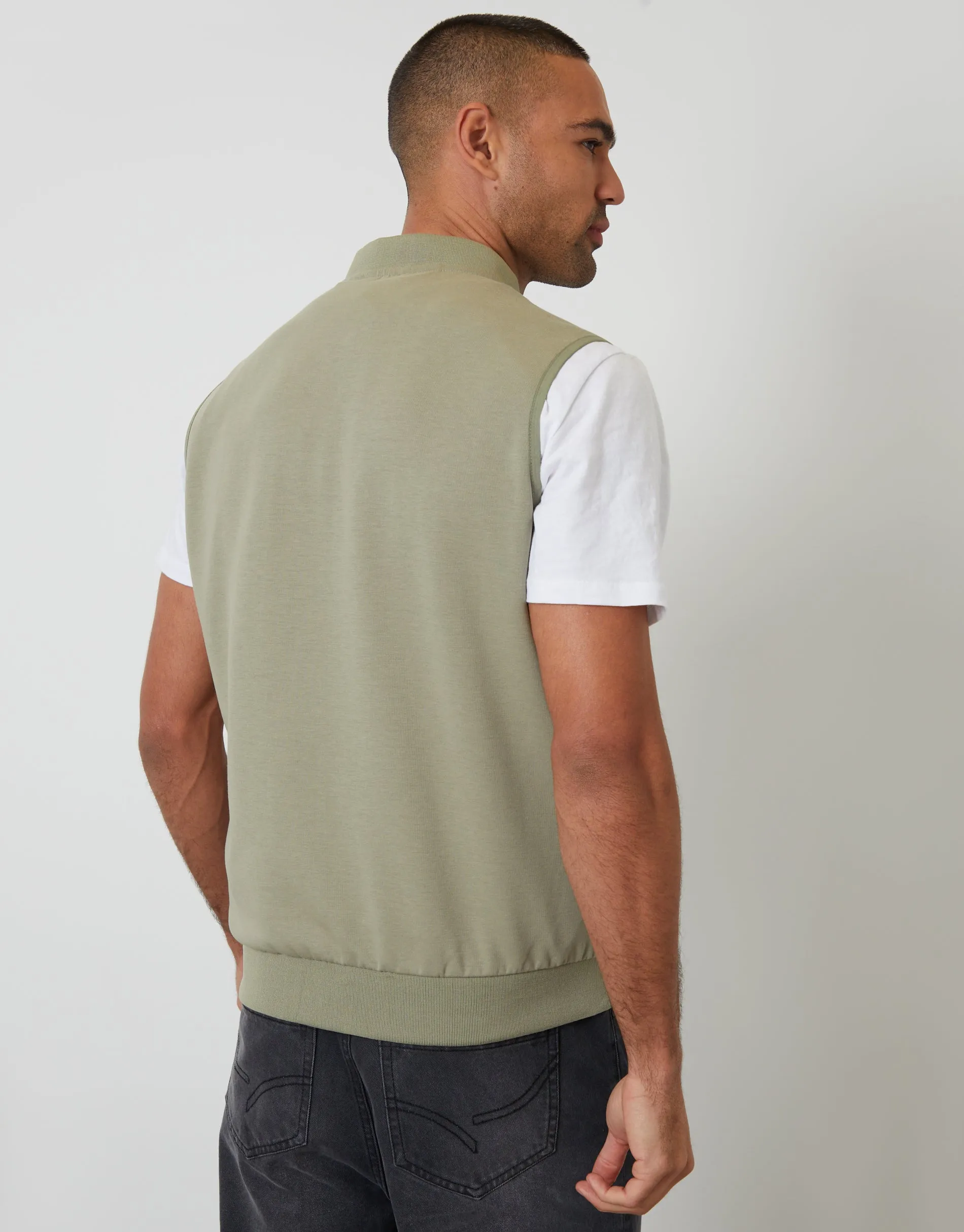 Sage Green Quilted Hybrid Gilet sold by Threadbare product image thumbnail 2