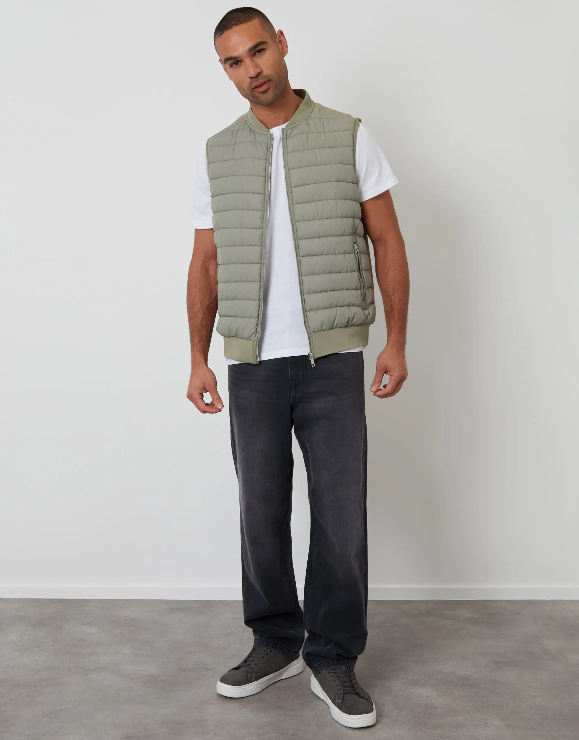 Sage Green Quilted Hybrid Gilet sold by Threadbare product image thumbnail 3