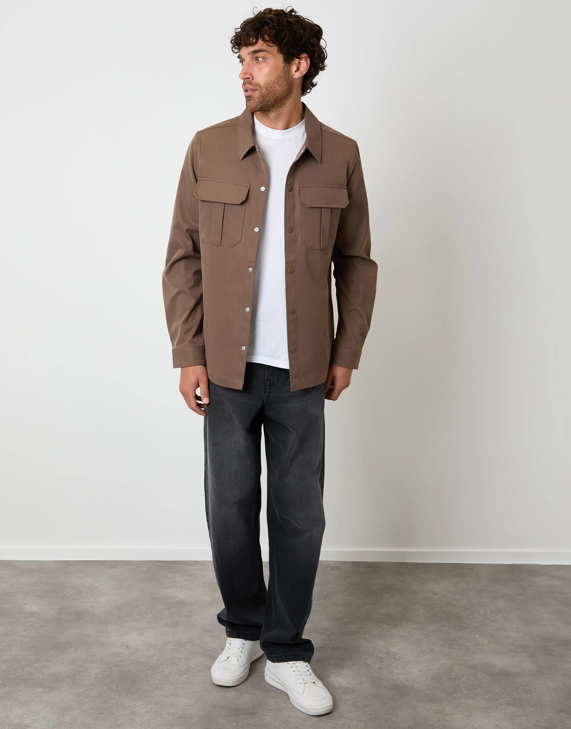 Brown Cargo Pocket Shacket sold by Threadbare product image thumbnail 3