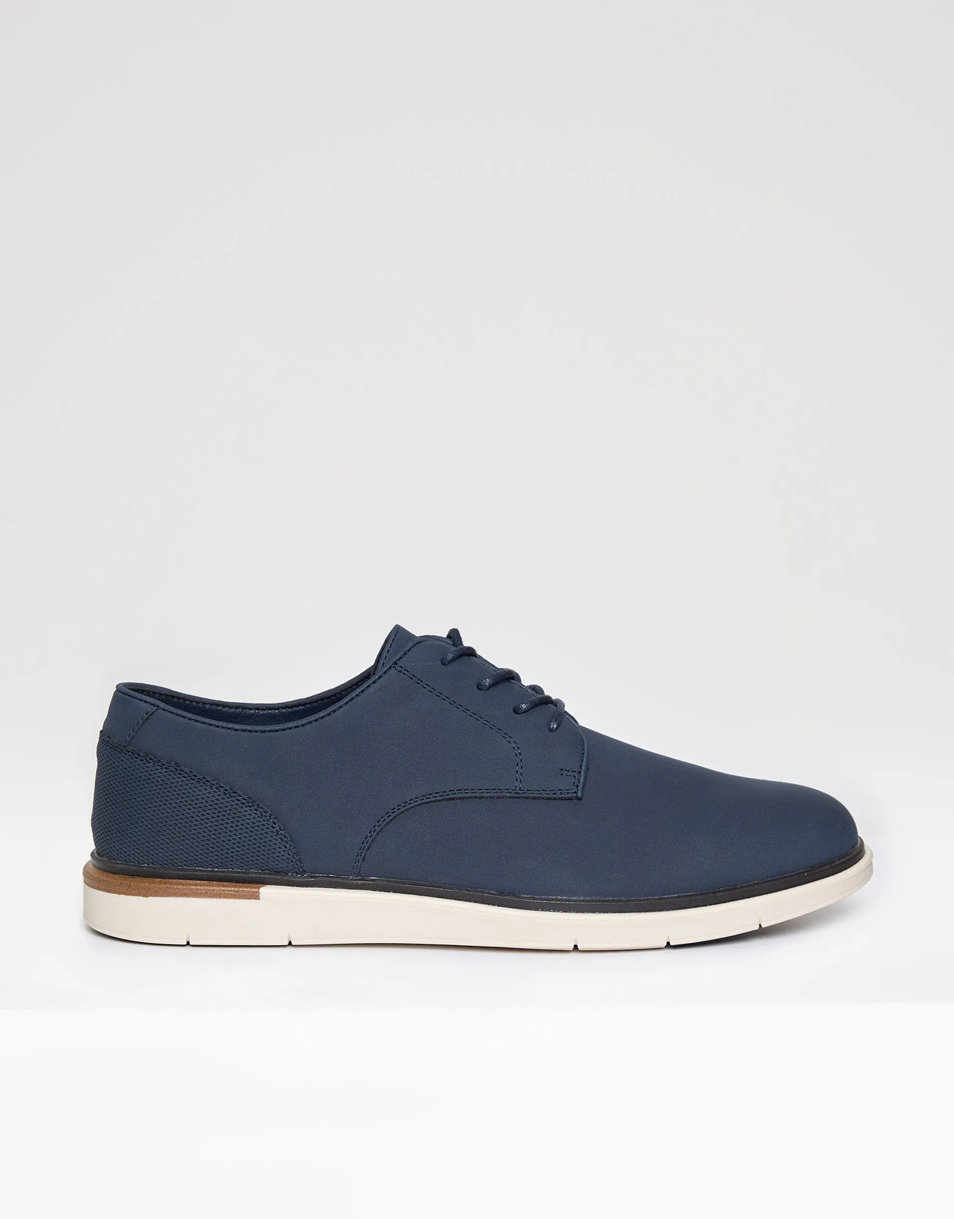 Navy Faux Suede Derby Shoes sold by Threadbare