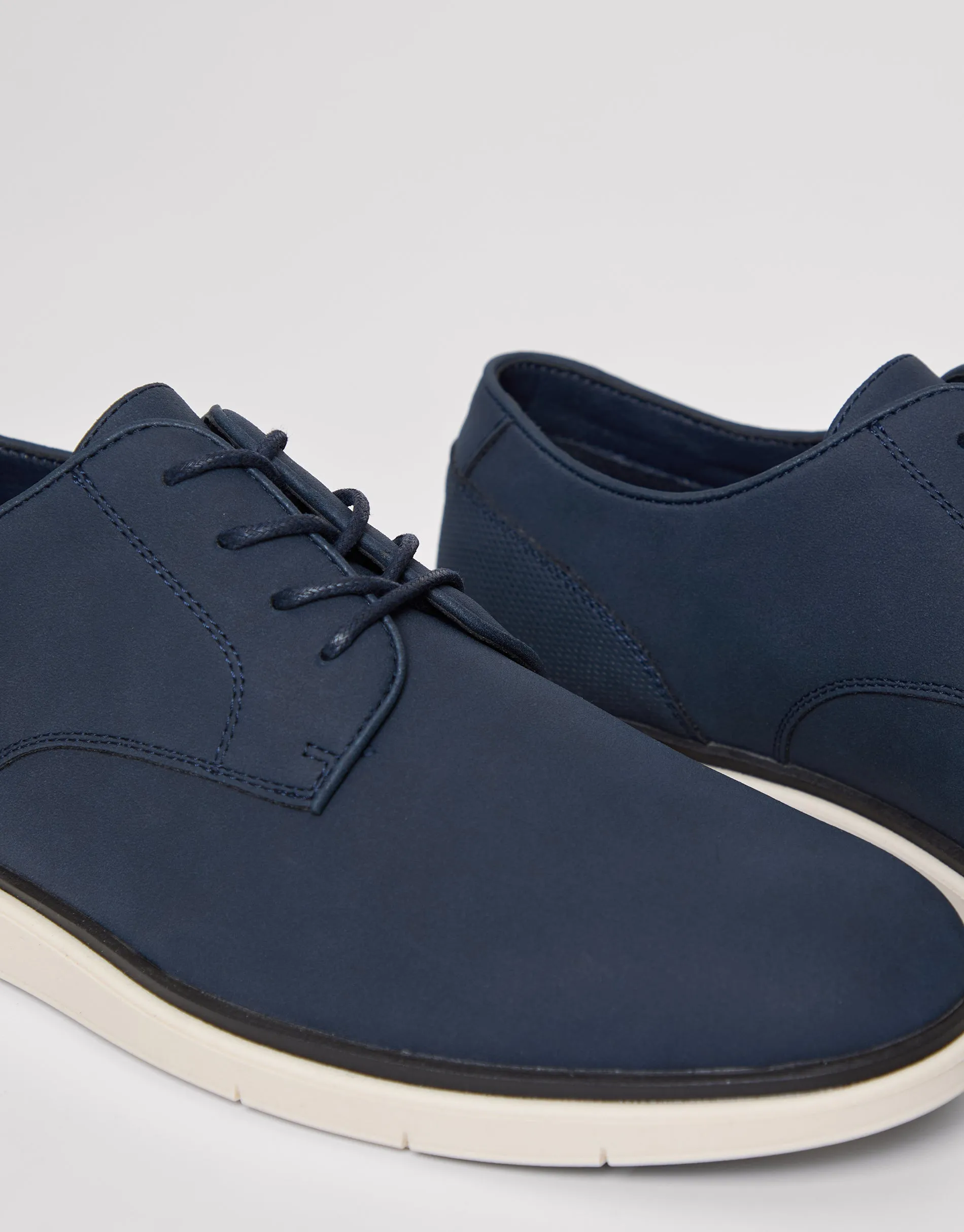 Navy Faux Suede Derby Shoes sold by Threadbare product image thumbnail 3