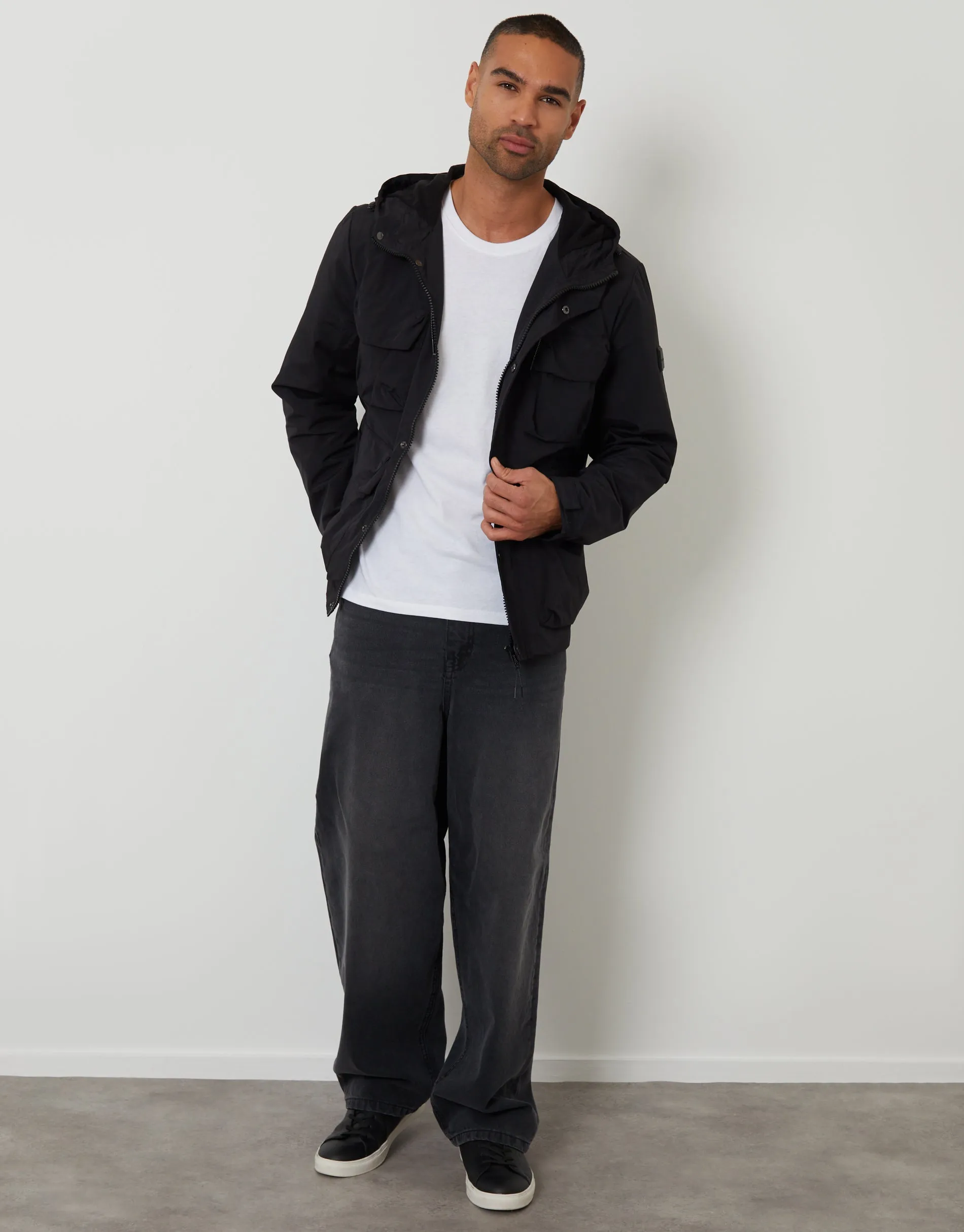 Hooded Utility Coat in Black sold by Threadbare product image thumbnail 3