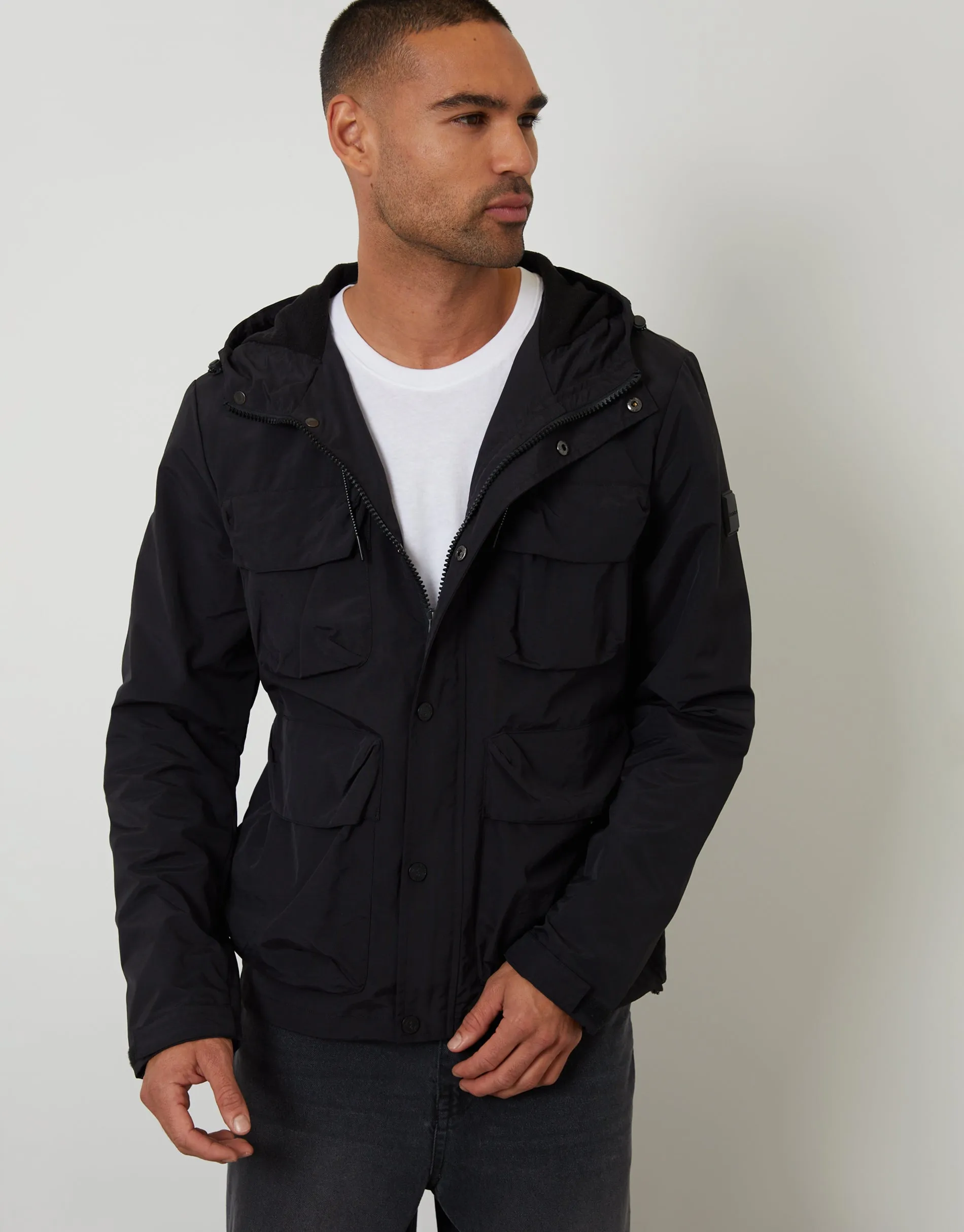 Hooded Utility Coat in Black sold by Threadbare product image thumbnail 5