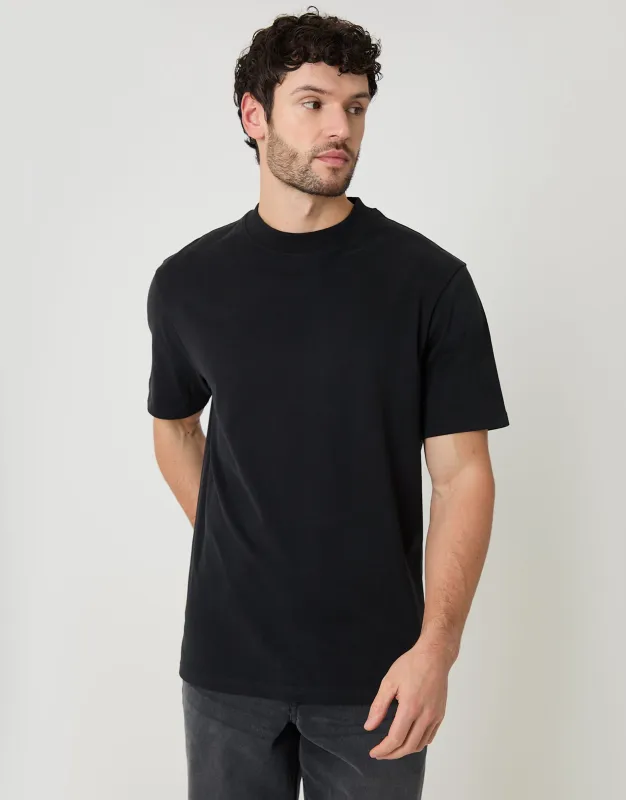 Black Relaxed Fit Peached Cotton T-Shirt made by Threadbare