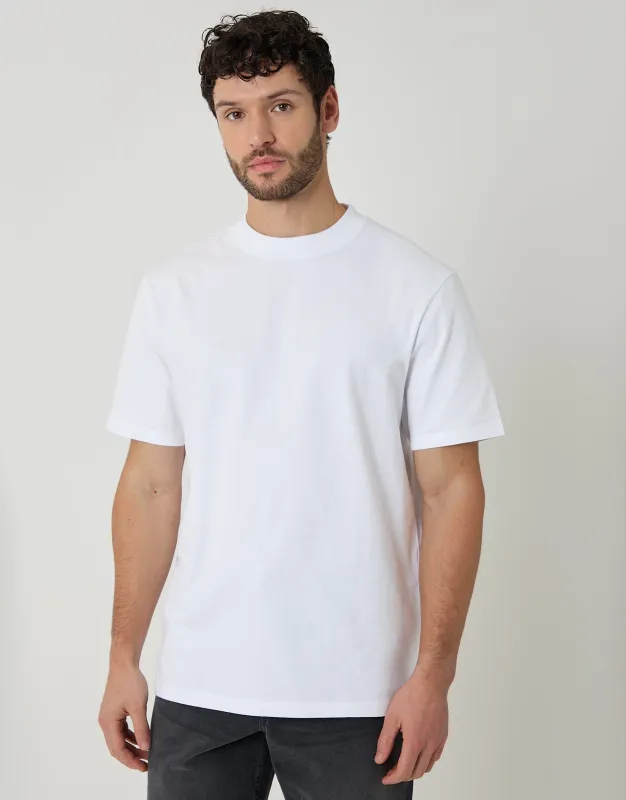 White Relaxed Fit Peached Cotton T-Shirt made by Threadbare